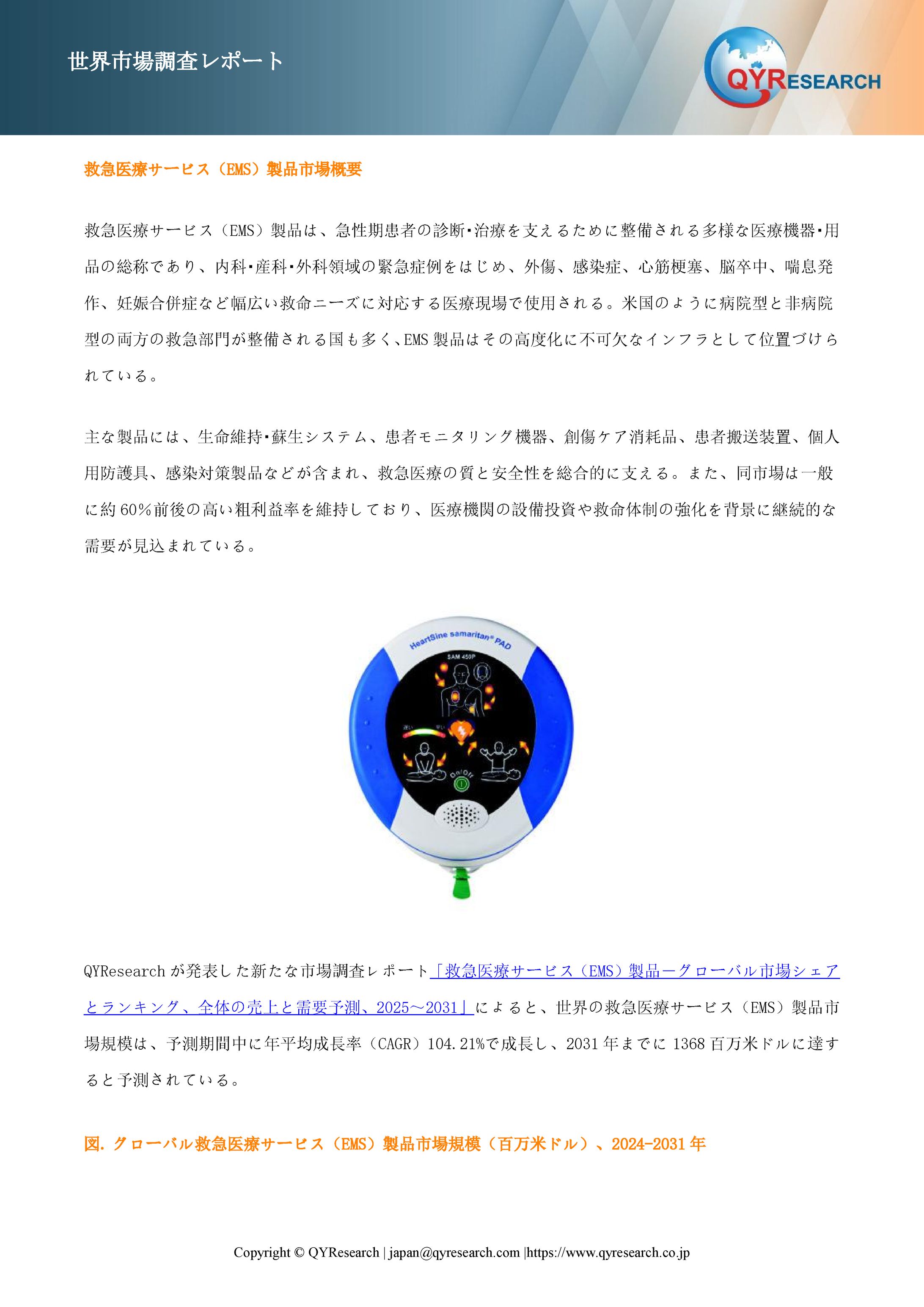 救急医療サービス（EMS）製品の最新調査：市場規模、動向、成長予測2025-2031-1
