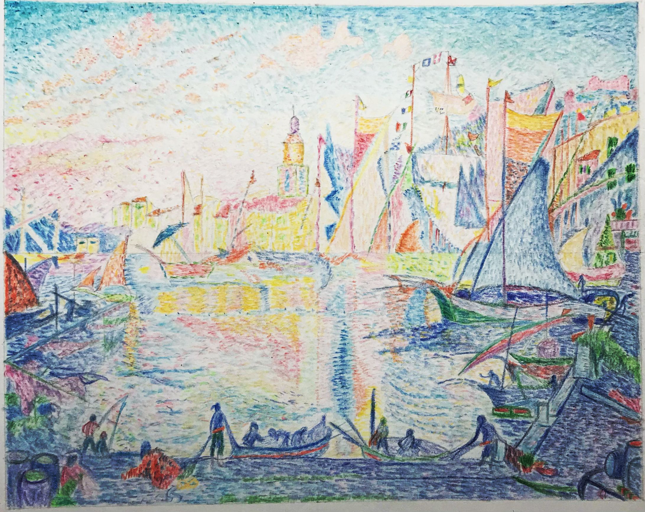 サン＝トロペの港の模写-1