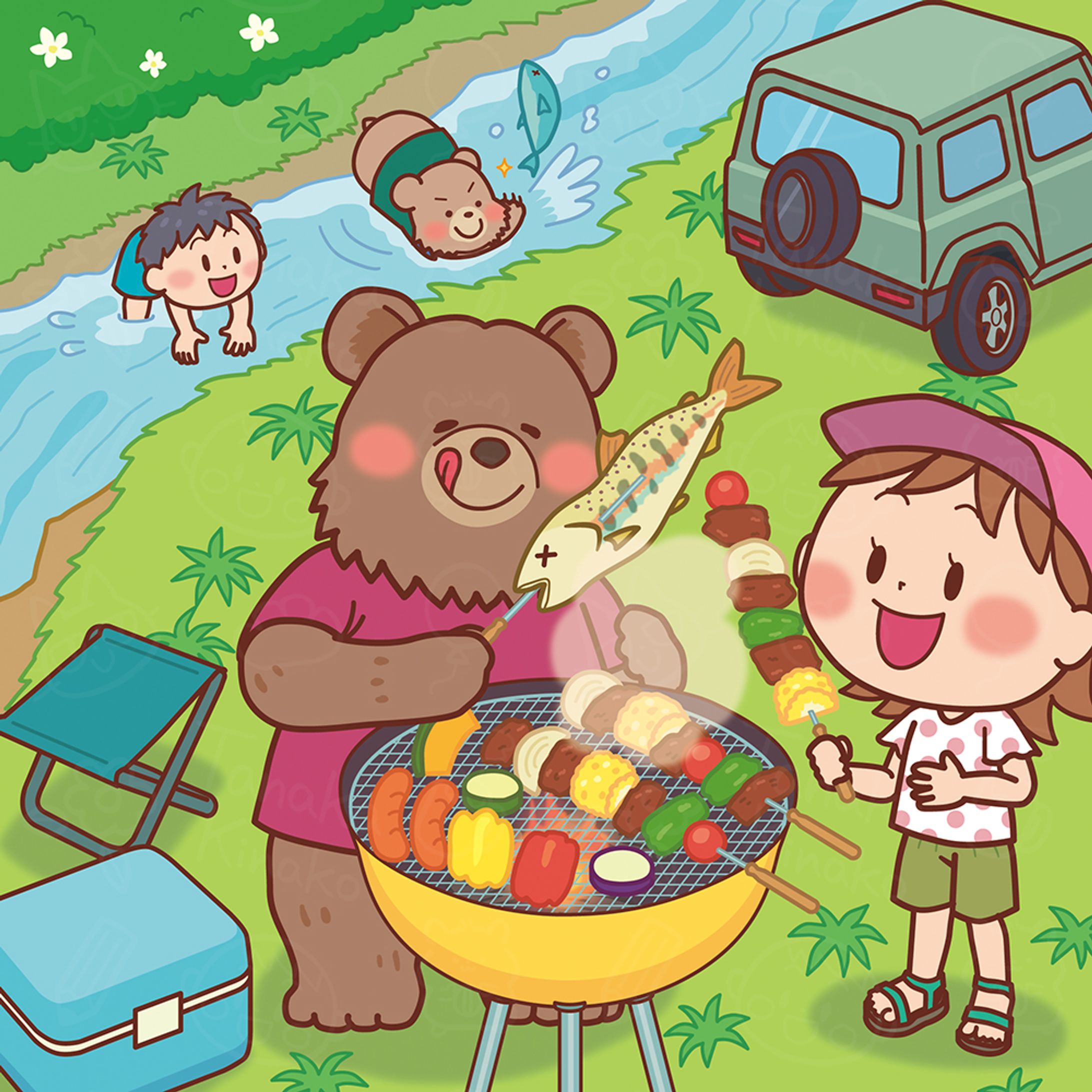 河原でバーベキュー-1