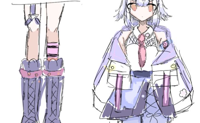 キャラデザ　ラフ/依頼/月兎　なると