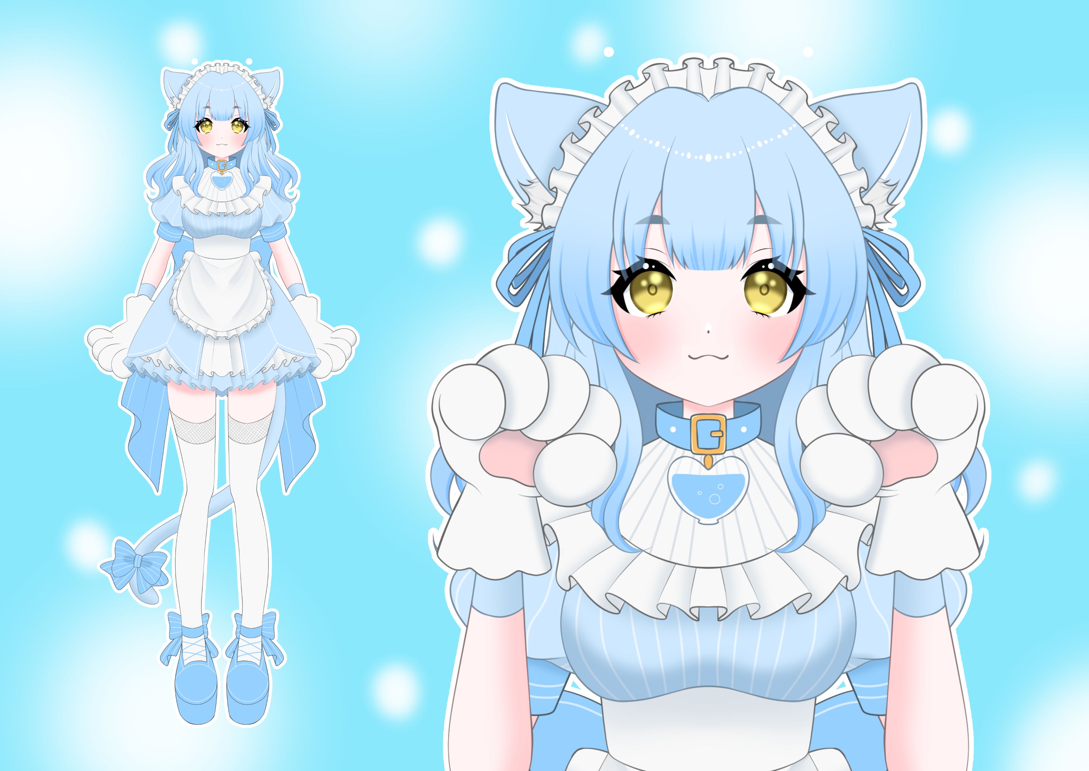 ネコ耳メイドの女の子【パーツ分け済PSD】