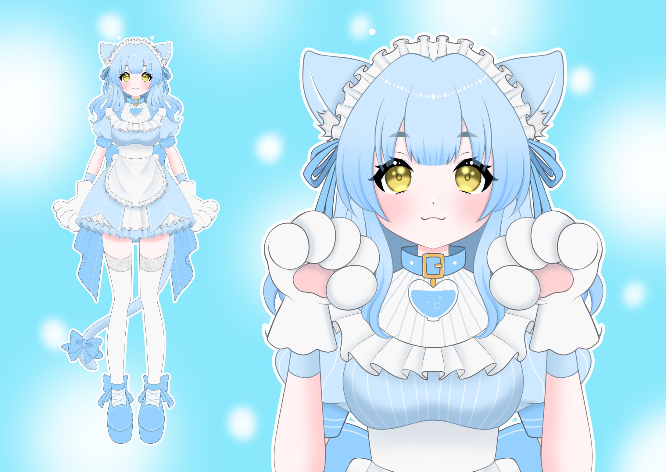 ネコ耳メイドの女の子【パーツ分け済PSD】-1