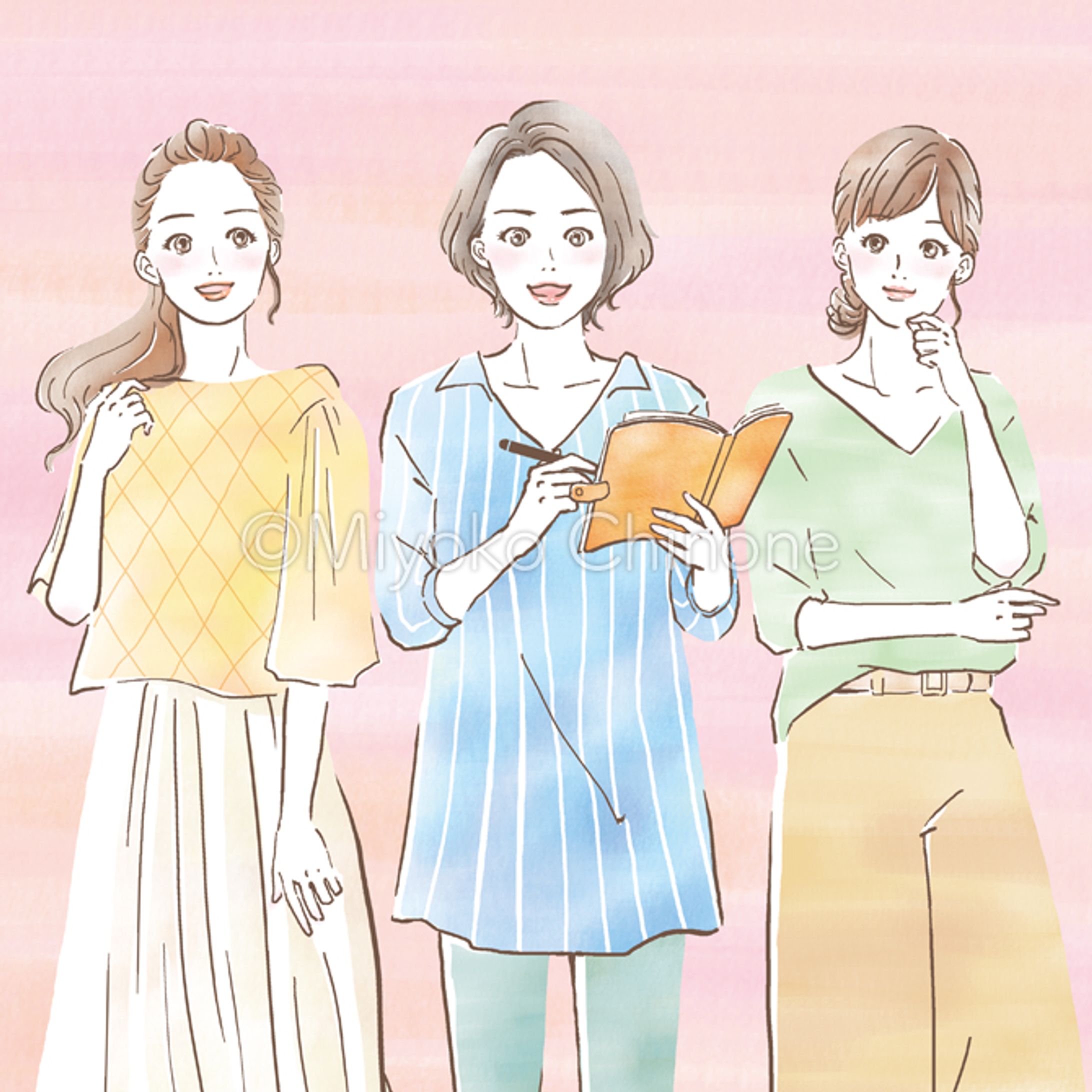 生命保険会社パンフレット　表紙イラスト・中面挿絵-1