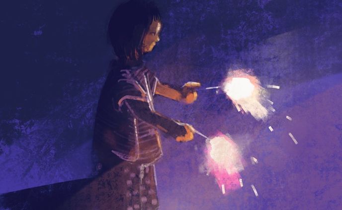 花火と子供