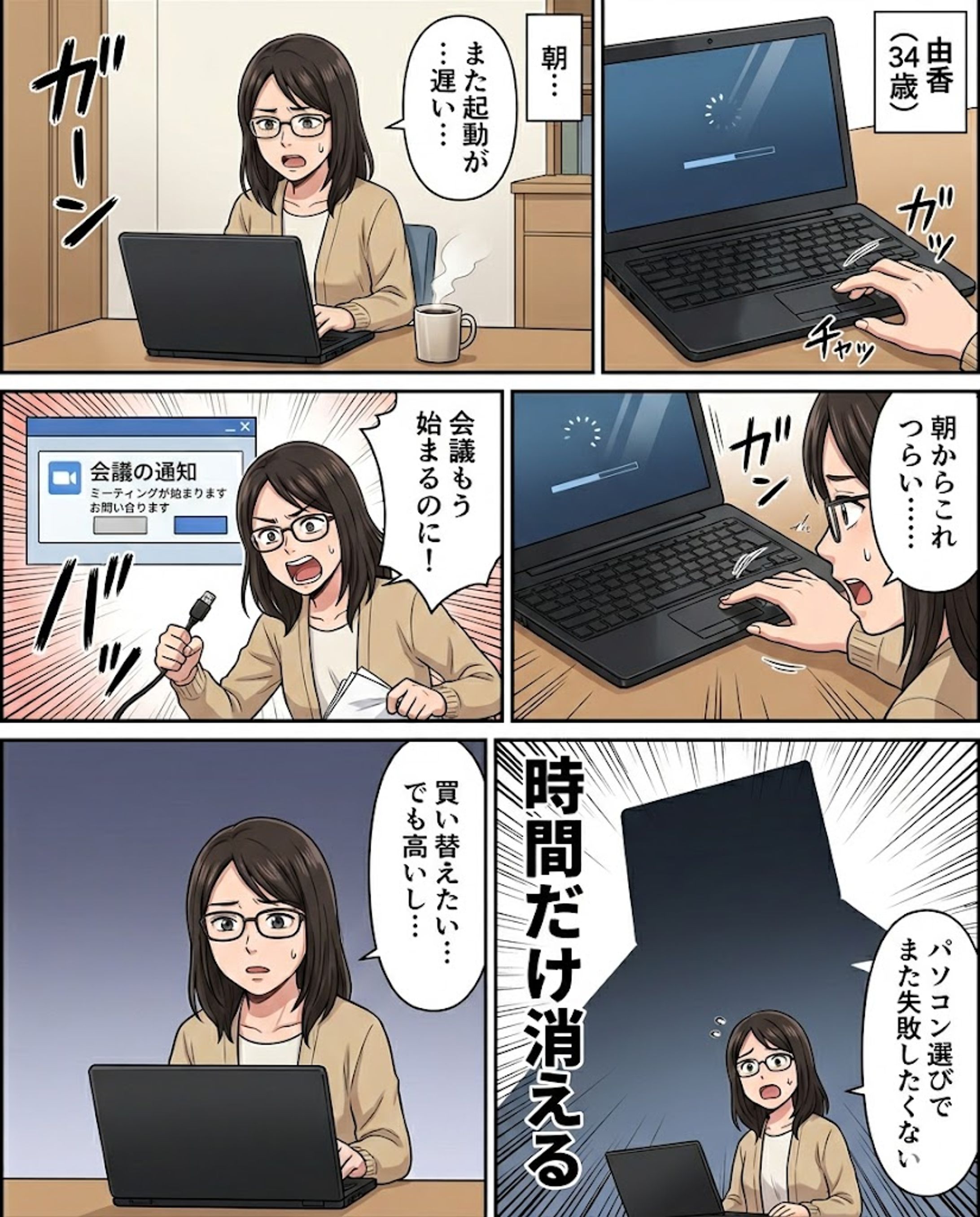【広告AI漫画】｜中古ノートPC｜中古パソコン｜15.6型｜Microsoft office付き-1