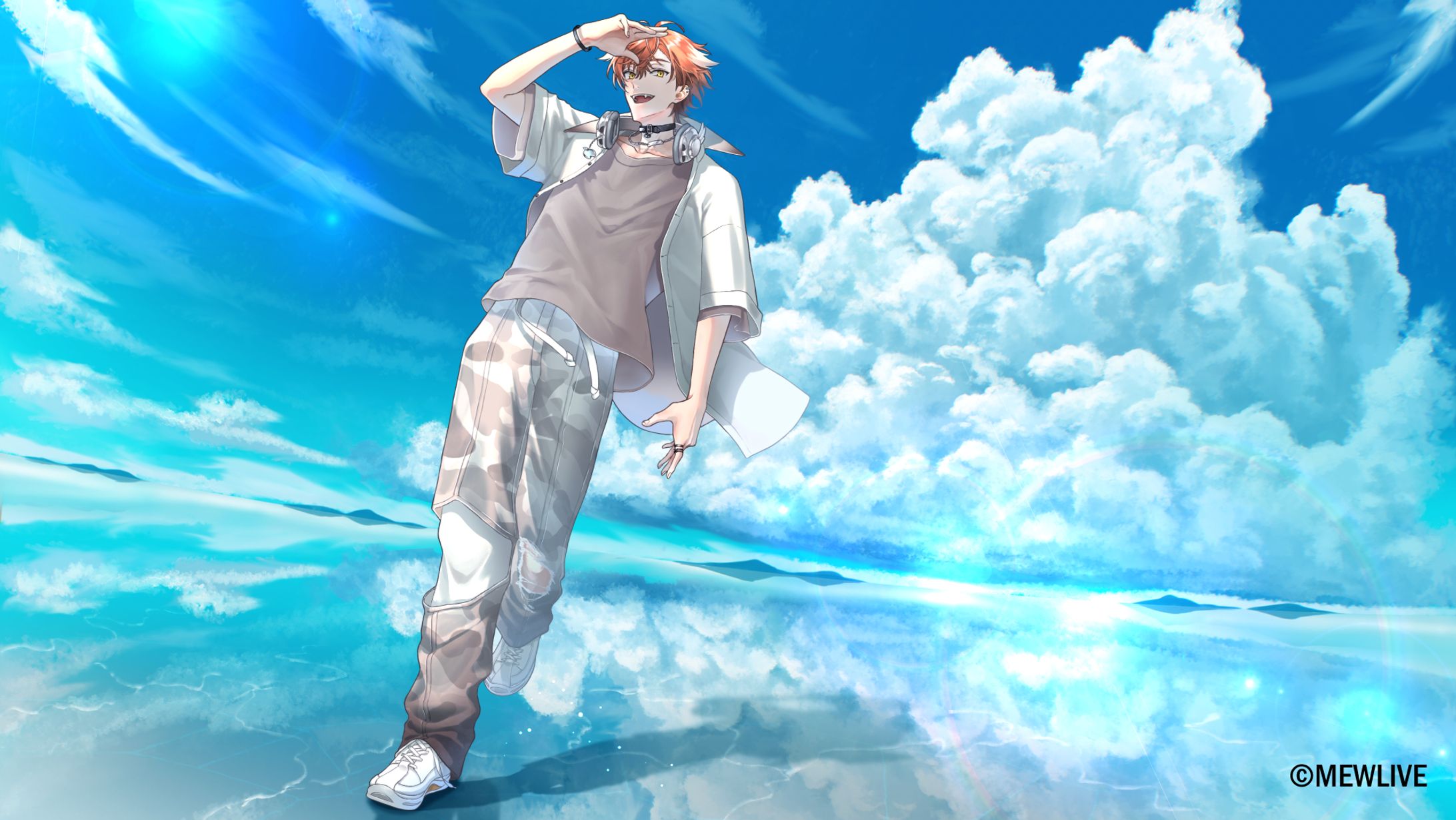 MEWLIVE UNIVERSE所属 夏芽川アキ様  「サマータイムレコード」歌ってみたMVイラスト-1