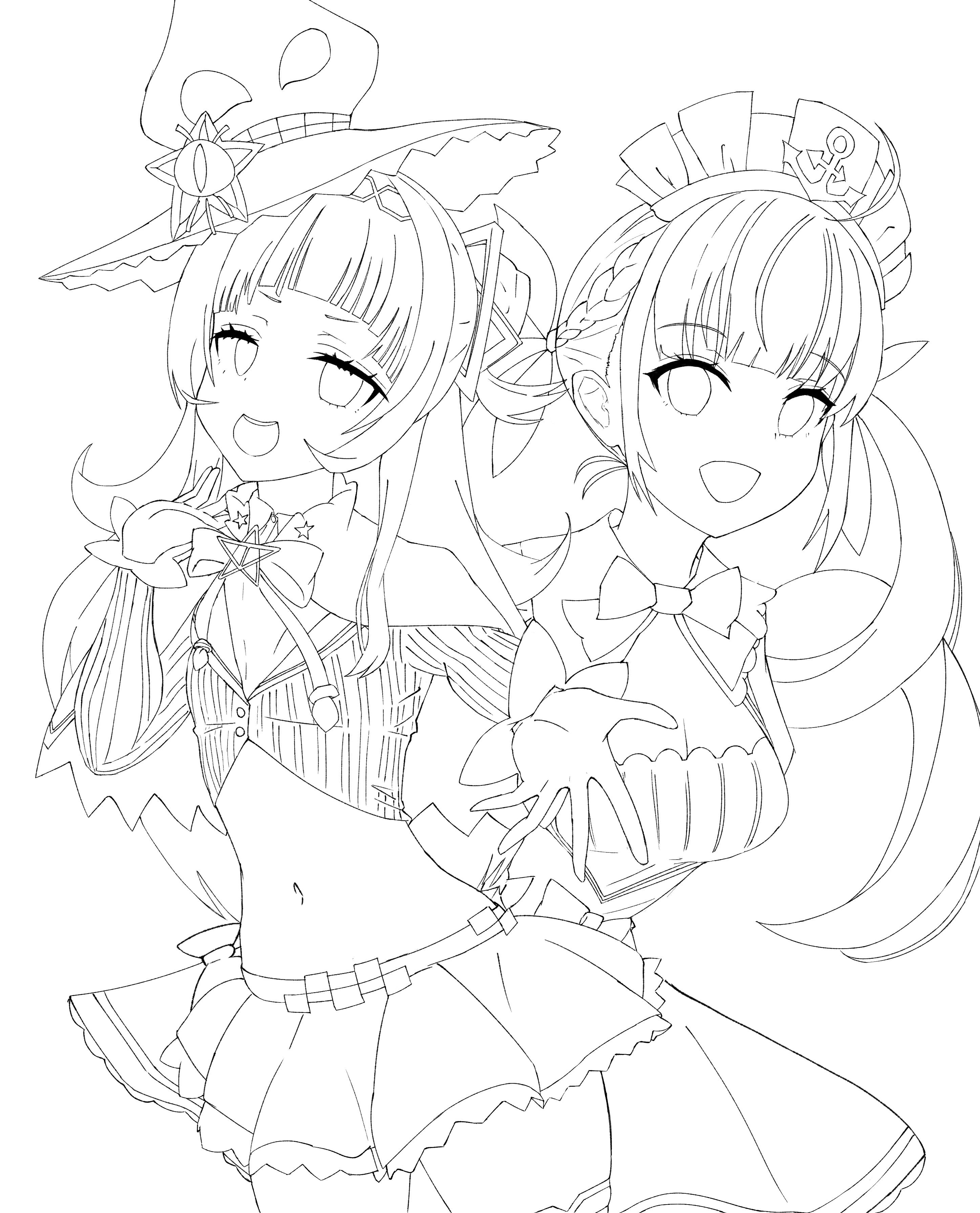 イラスト37(ホロライブファンアート：紫咲シオン、湊あくあ)