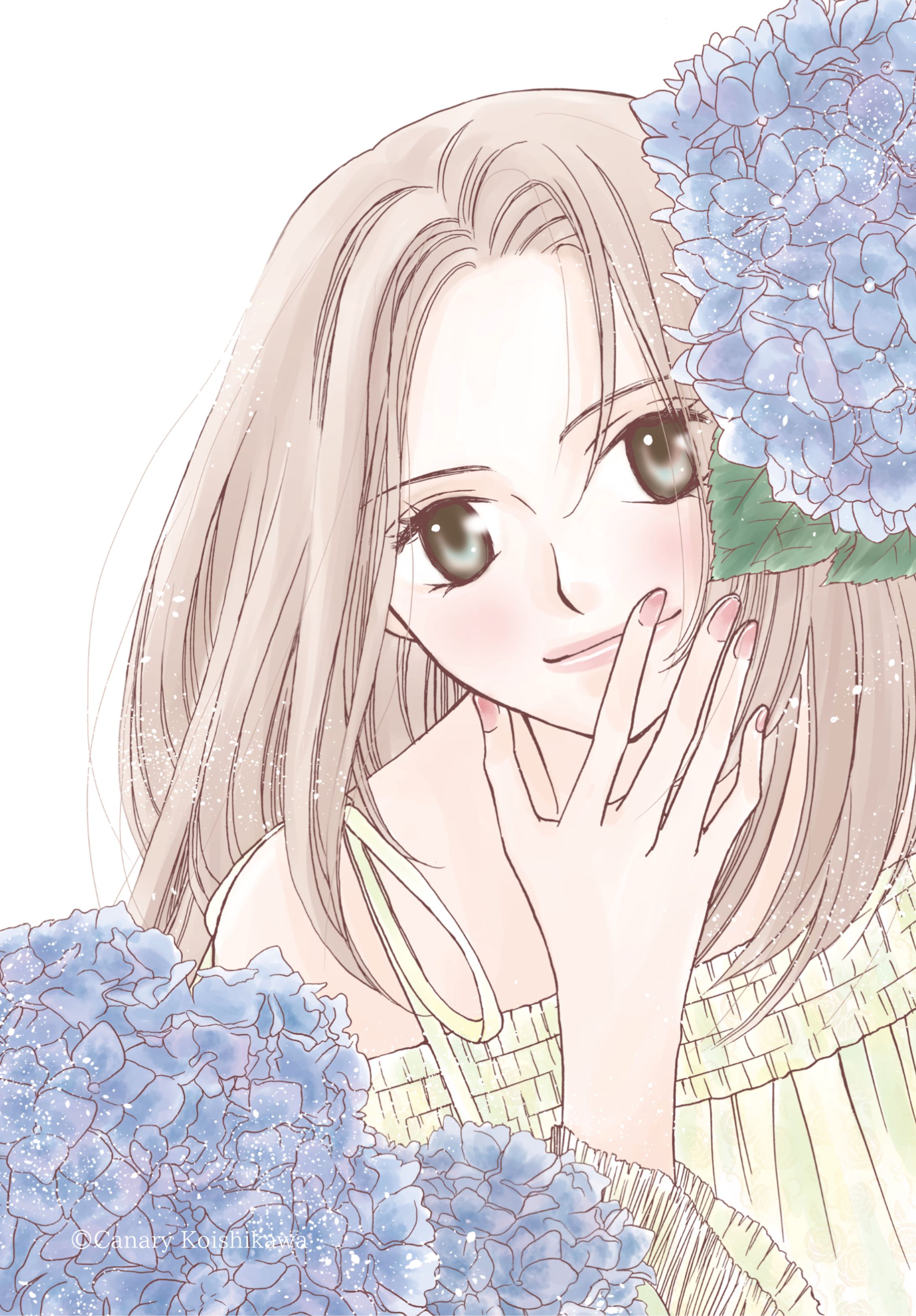 紫陽花と女の子-1