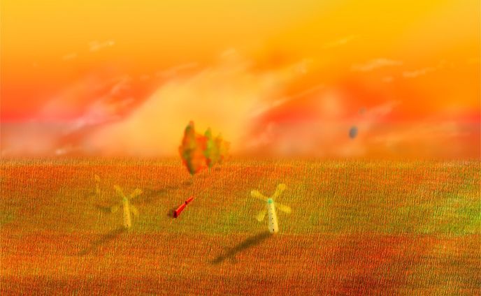 010. Sunset farm﻿
﻿
"Glassland"を出発して、何駅過ぎたでしょうか。﻿
﻿
ジャミコはムーンケーブルカーの丸い窓に映る風景をずっと眺めています。﻿
﻿
そうこうすると、﻿
夕日に染まった農場の景色が目の前に﻿
広がりました。﻿
﻿
遠くの地平線までオレンジ色に輝いています。﻿
﻿
『間もなく“ハート園、ハート園”に到着いたします。』﻿
﻿
﻿
Want to run through the Sunset farm !! by jamiko﻿
﻿
﻿
﻿
#cute #love #world #dream #art﻿
#artwork #digitalpainting #digitalart #drawing ﻿
#painting #artistic #design #background #sketches #sketch #draw #artist #artstation #myart #illustration #illustrator #painting #fantasy #animation #2danimation ﻿
#painting #scenery #sanctuary #chiiukokoneka