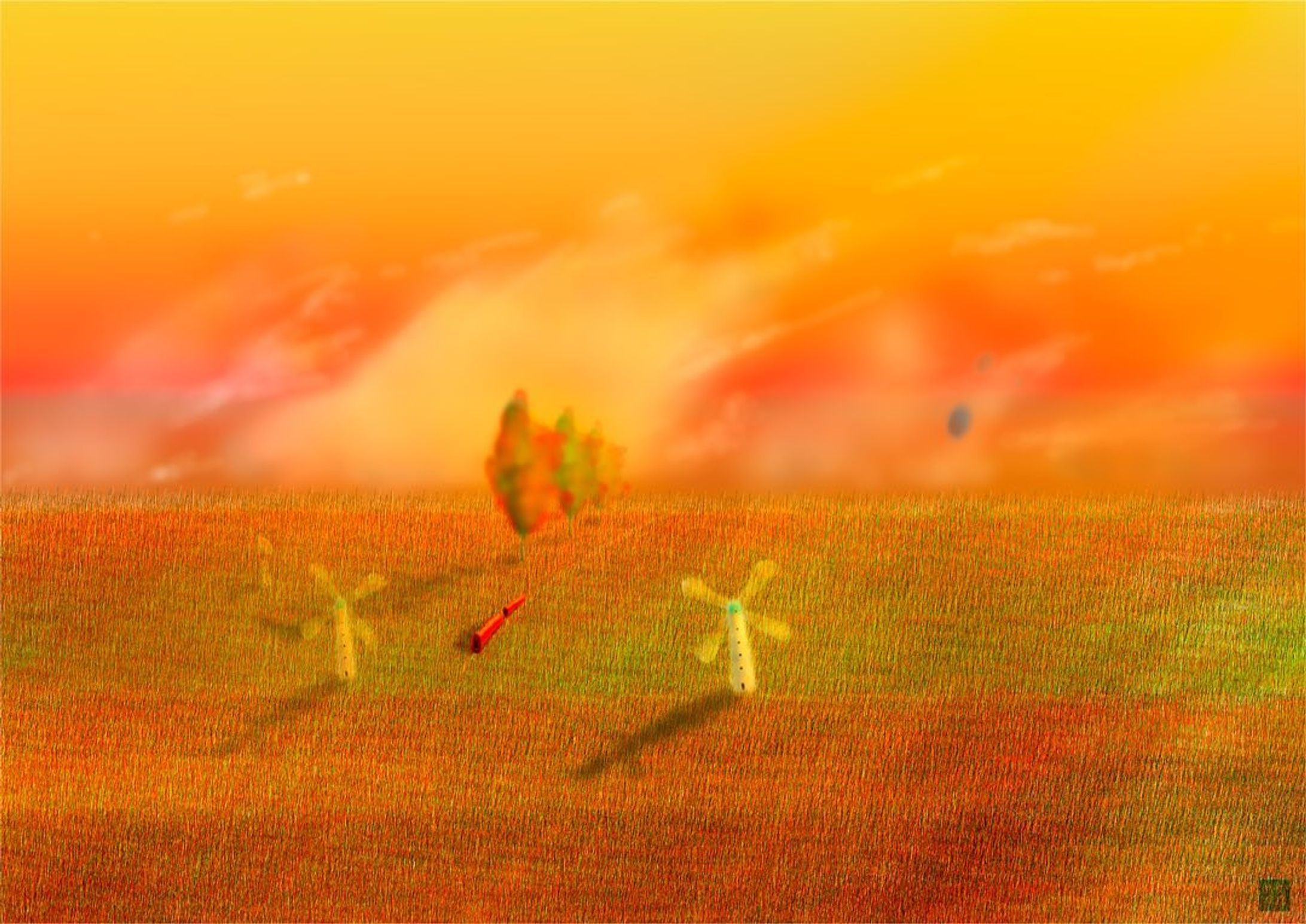 010. Sunset farm﻿
﻿
"Glassland"を出発して、何駅過ぎたでしょうか。﻿
﻿
ジャミコはムーンケーブルカーの丸い窓に映る風景をずっと眺めています。﻿
﻿
そうこうすると、﻿
夕日に染まった農場の景色が目の前に﻿
広がりました。﻿
﻿
遠くの地平線までオレンジ色に輝いています。﻿
﻿
『間もなく“ハート園、ハート園”に到着いたします。』﻿
﻿
﻿
Want to run through the Sunset farm !! by jamiko﻿
﻿
﻿
﻿
#cute #love #world #dream #art﻿
#artwork #digitalpainting #digitalart #drawing ﻿
#painting #artistic #design #background #sketches #sketch #draw #artist #artstation #myart #illustration #illustrator #painting #fantasy #animation #2danimation ﻿
#painting #scenery #sanctuary #chiiukokoneka-1