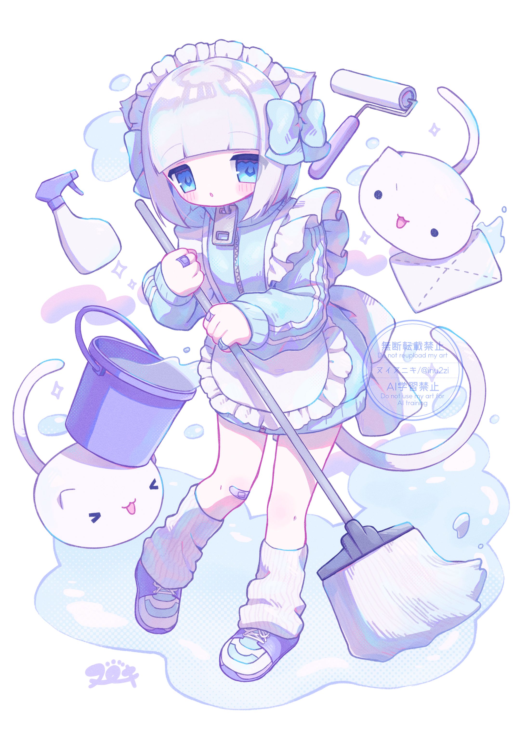 OC 立ち絵とSD(ジャージメイドねこちゃん)-1