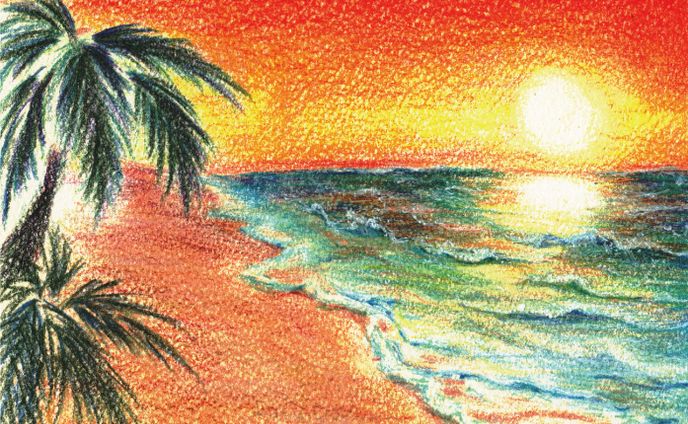 夕日の海