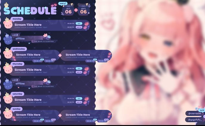 Kumamori Emiko - Weekly Schedule (Dark)