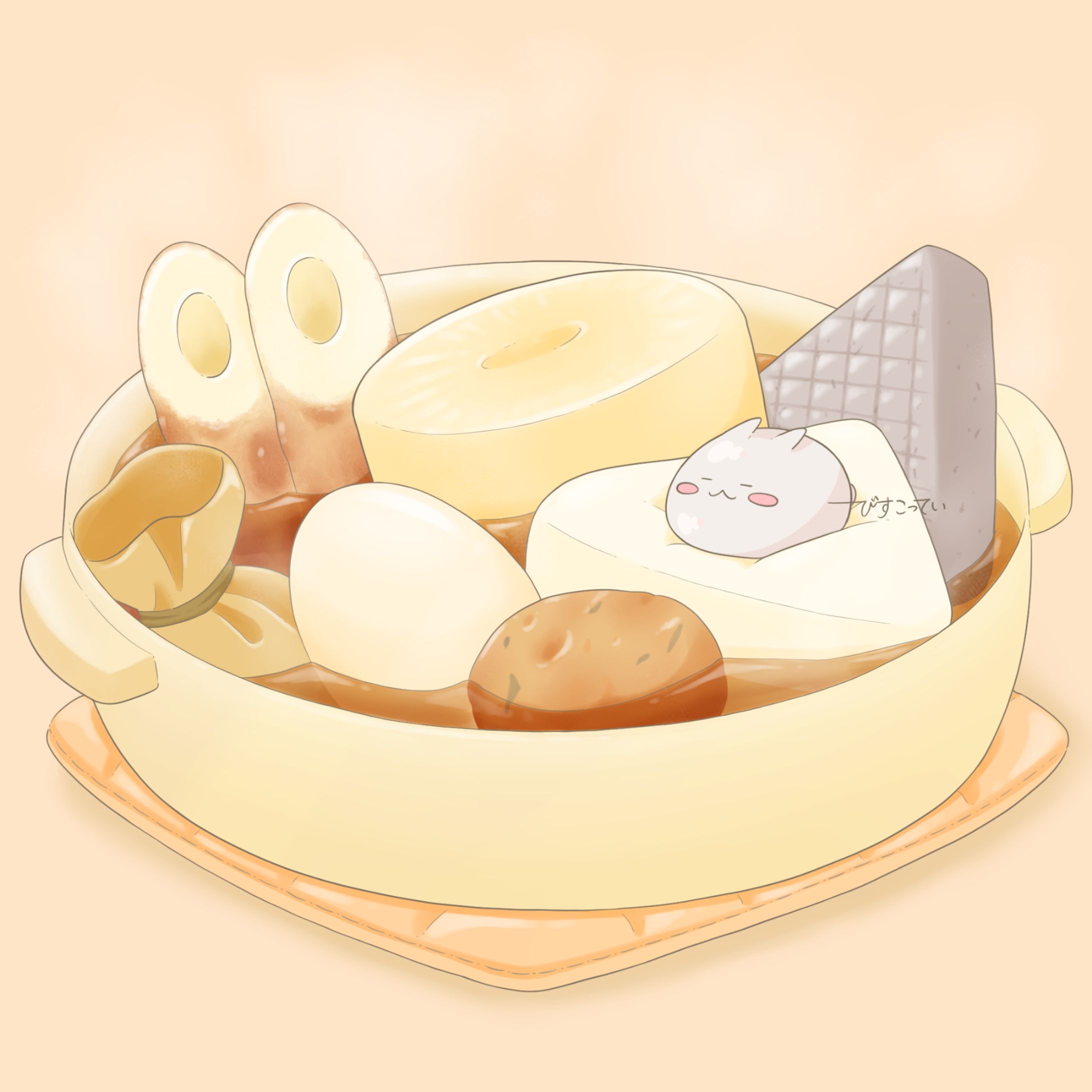 おでんに隠れるまるまるつるっとしたうさぎ-1