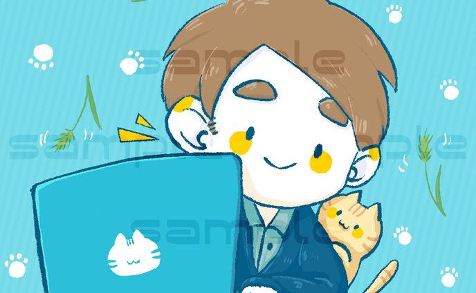 【ご依頼】アイコン｜PC×自分×猫｜色違いあり