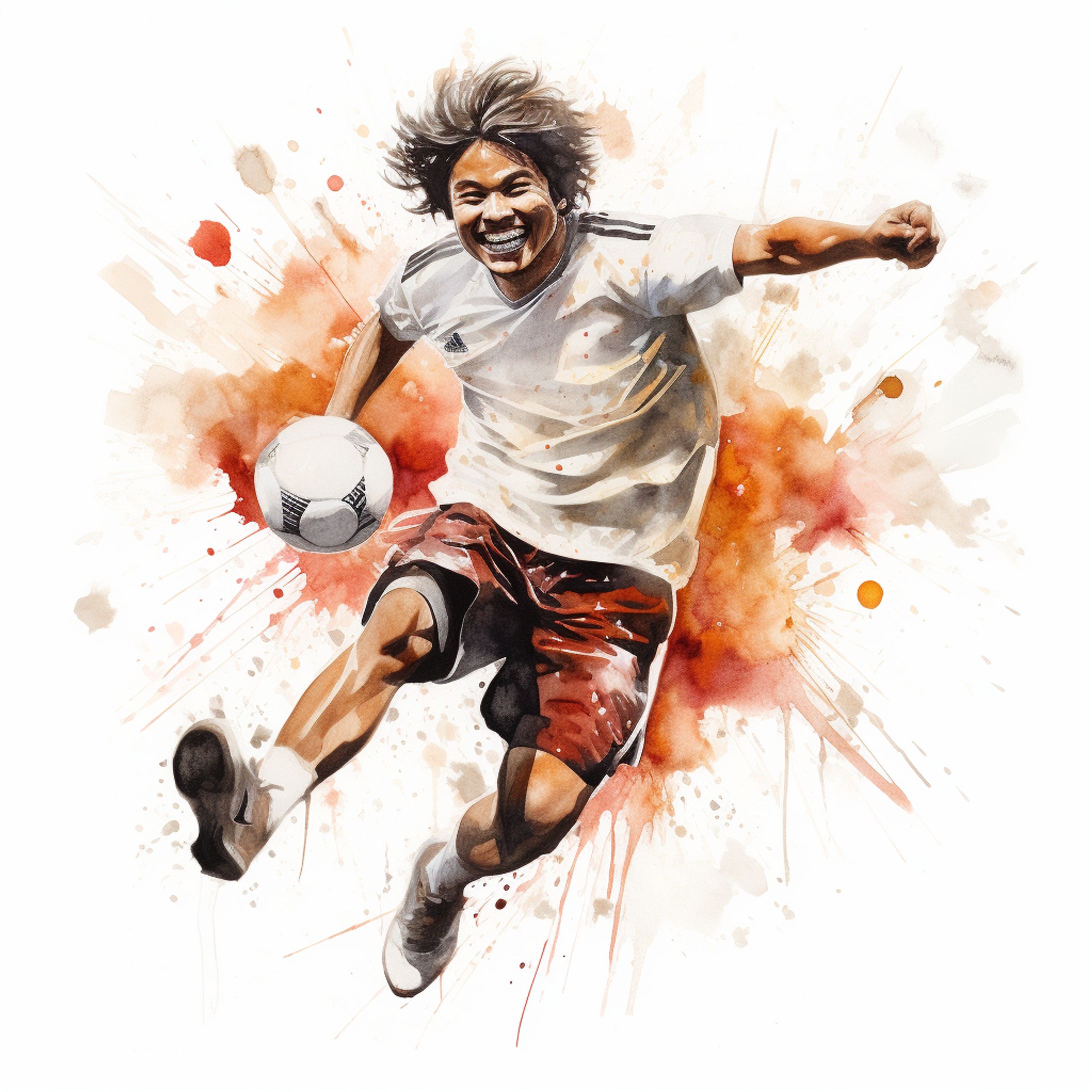 水彩風サッカーイラスト-1