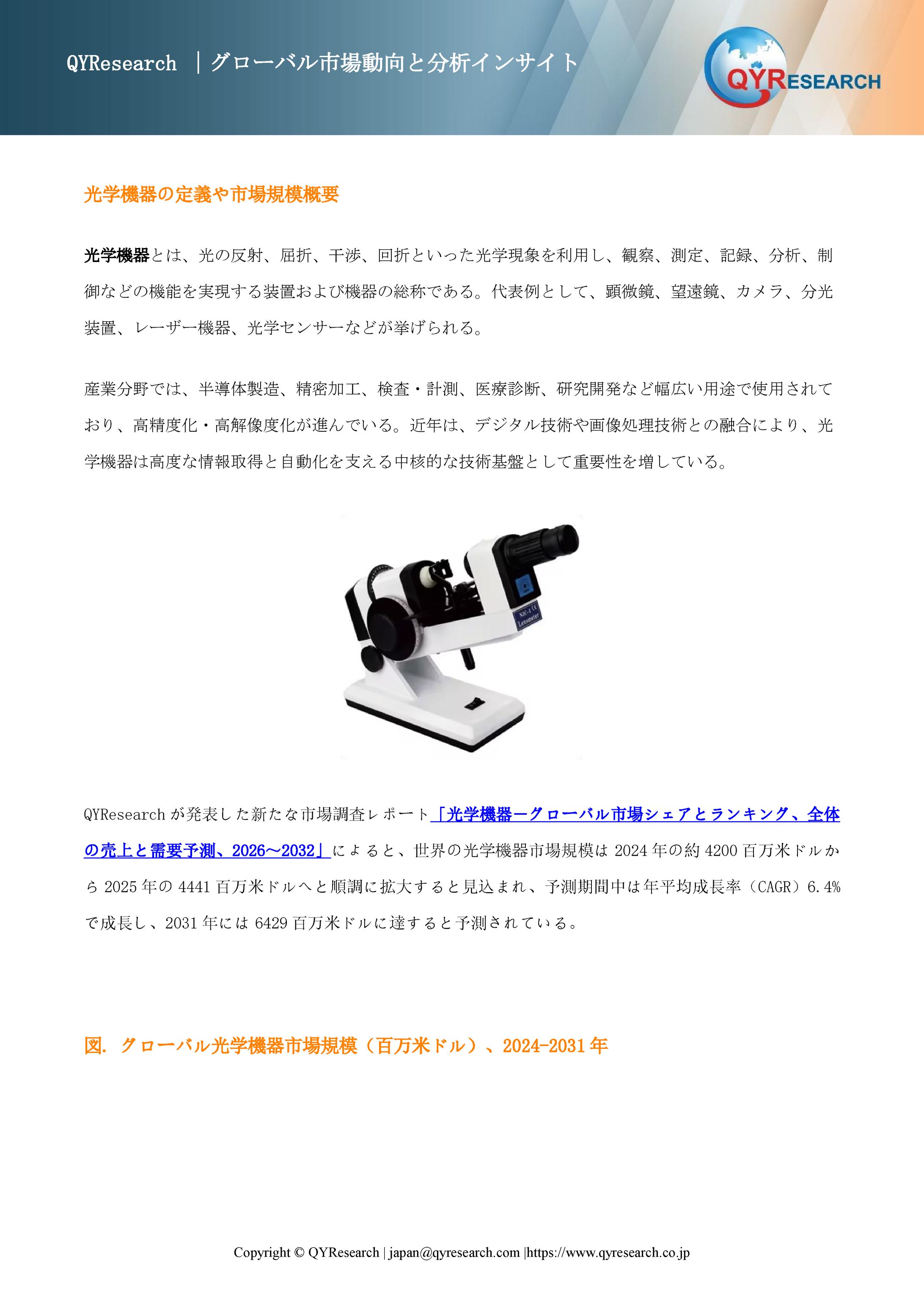 光学機器の最新調査：市場規模、動向、成長予測2026-2032-1