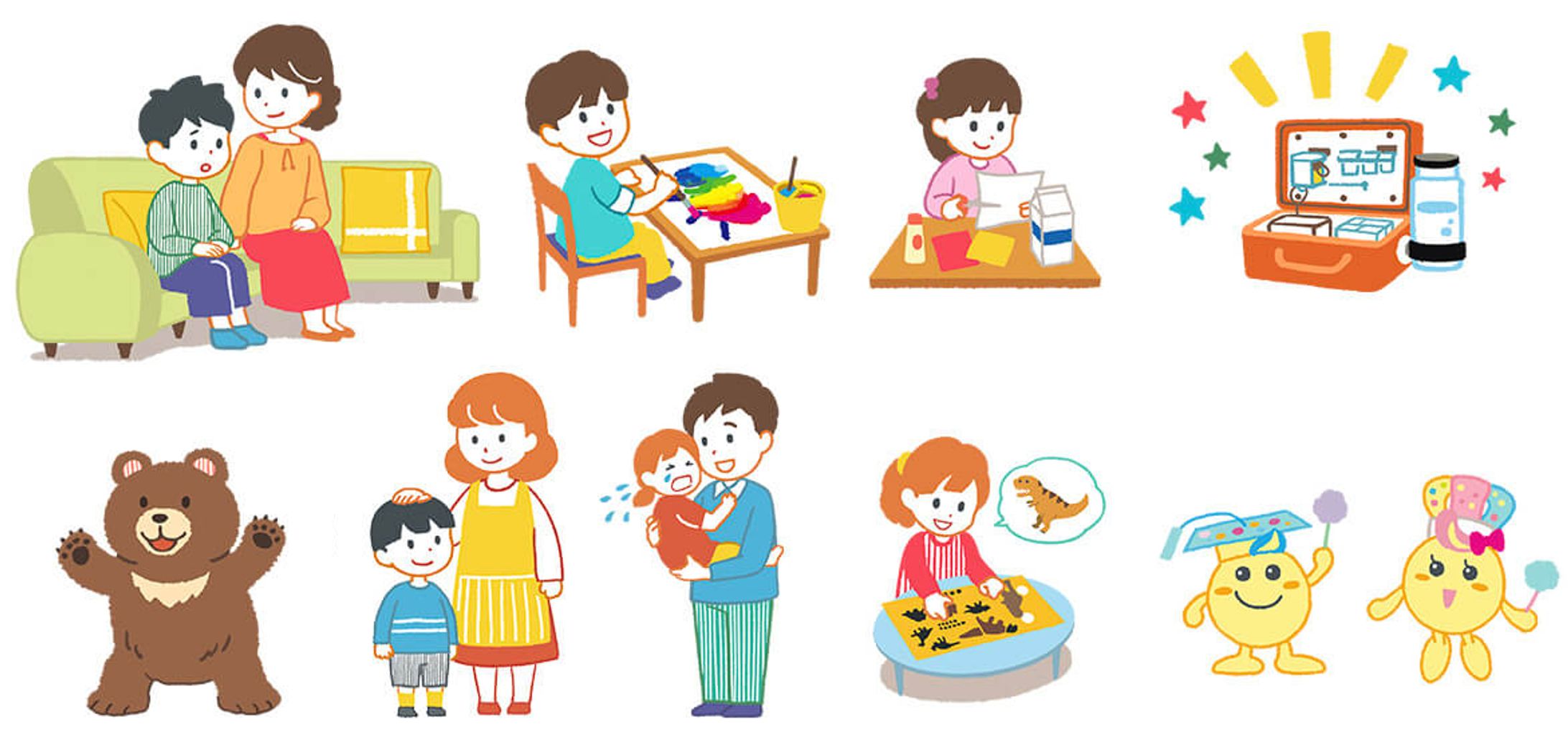 【お仕事】みんなの知育ひろば・親子のイラスト-1