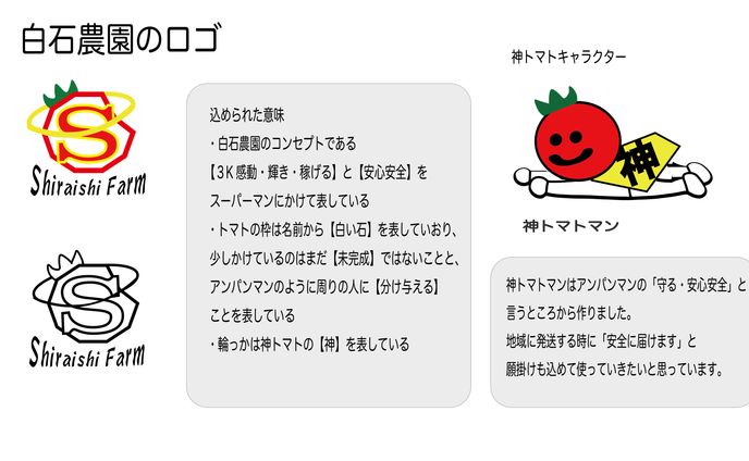 白石農園ロゴとキャラクター