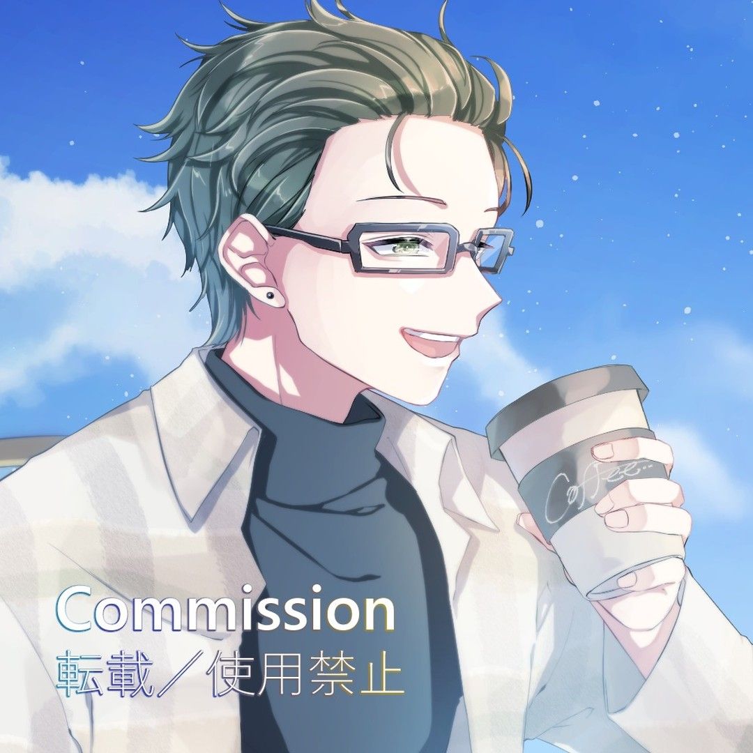 テラス席で談笑する男女のペア画のご依頼