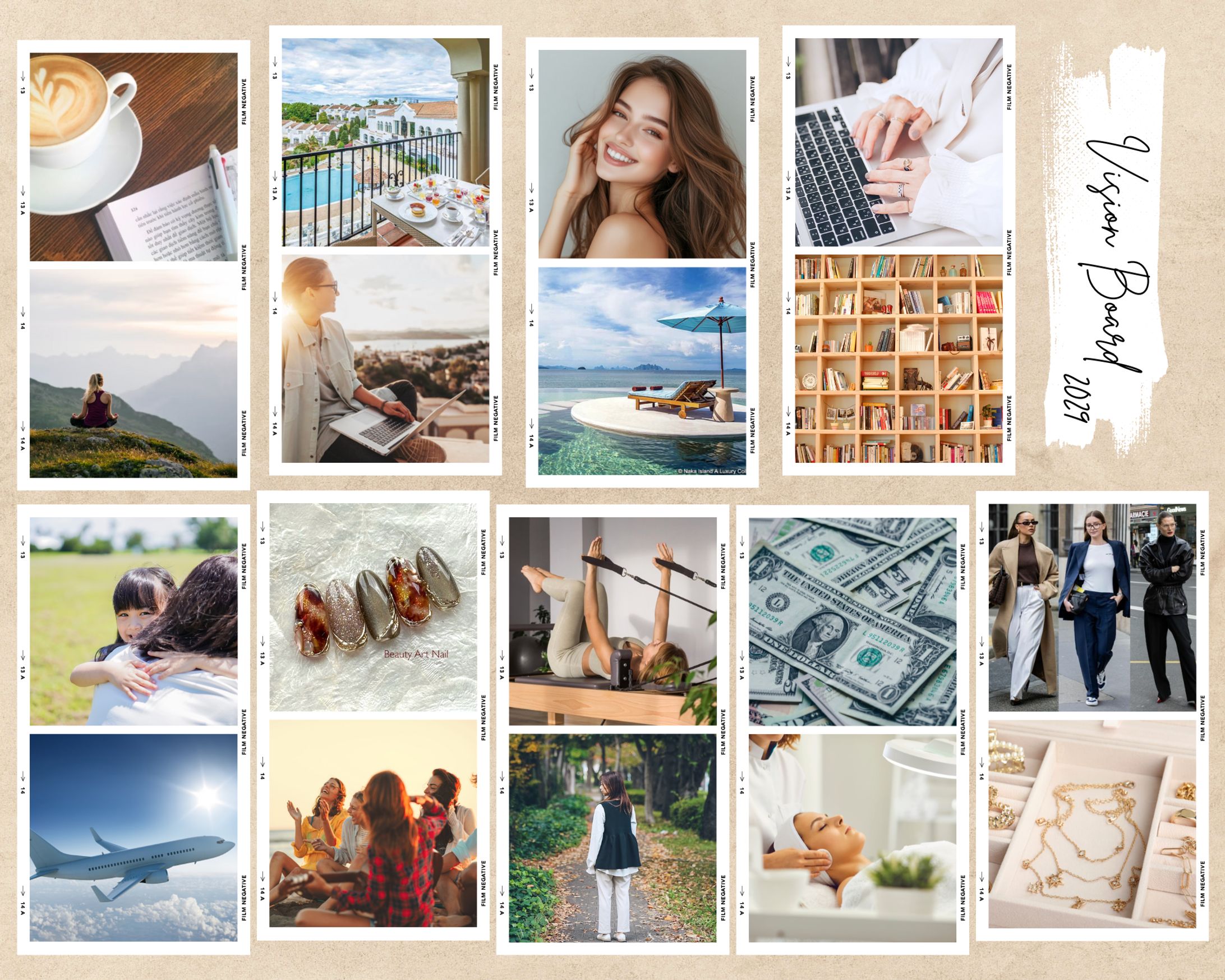 Beige Aesthetic New Year Vision Board Collage -1