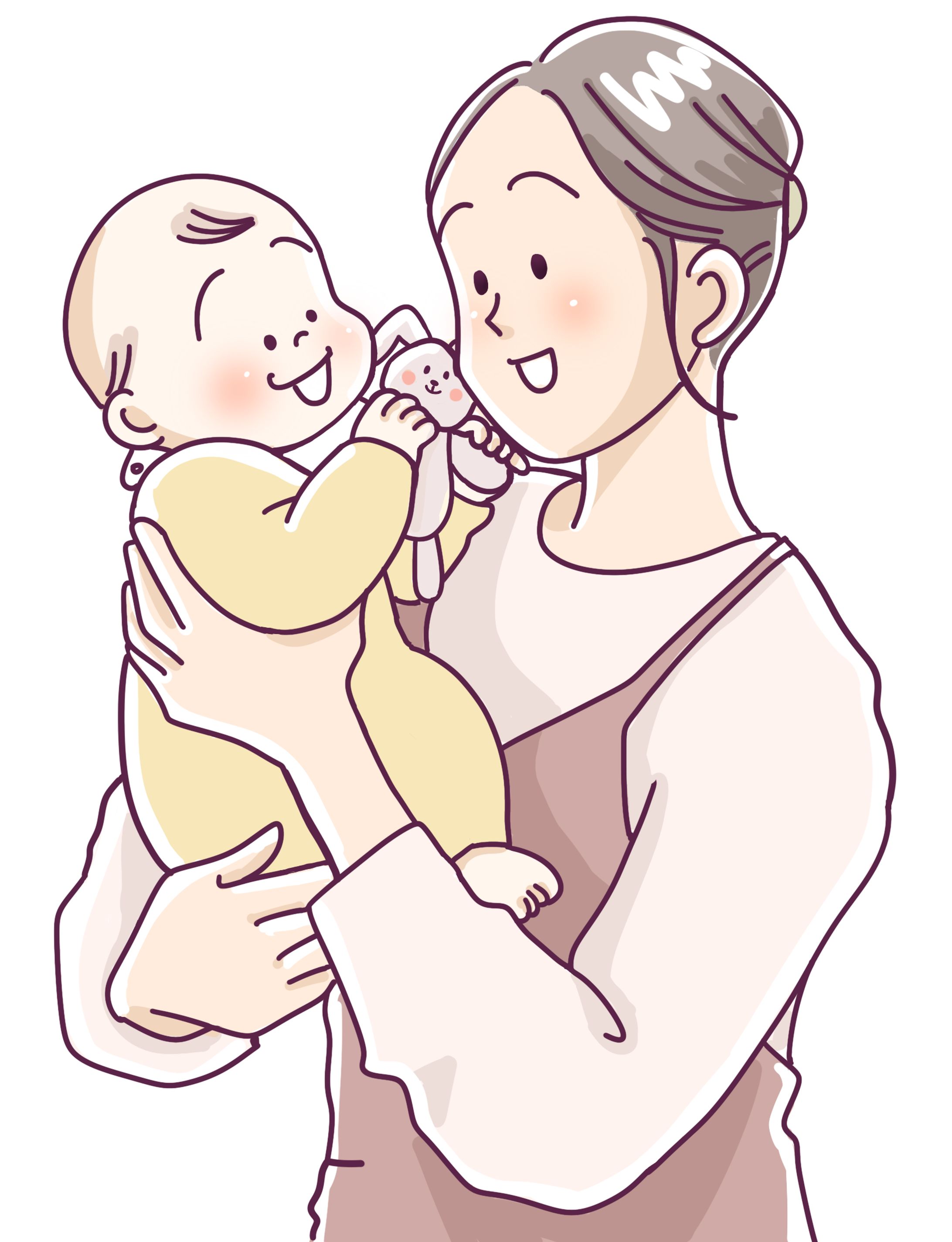 カットイラスト　赤ちゃんとママ-1