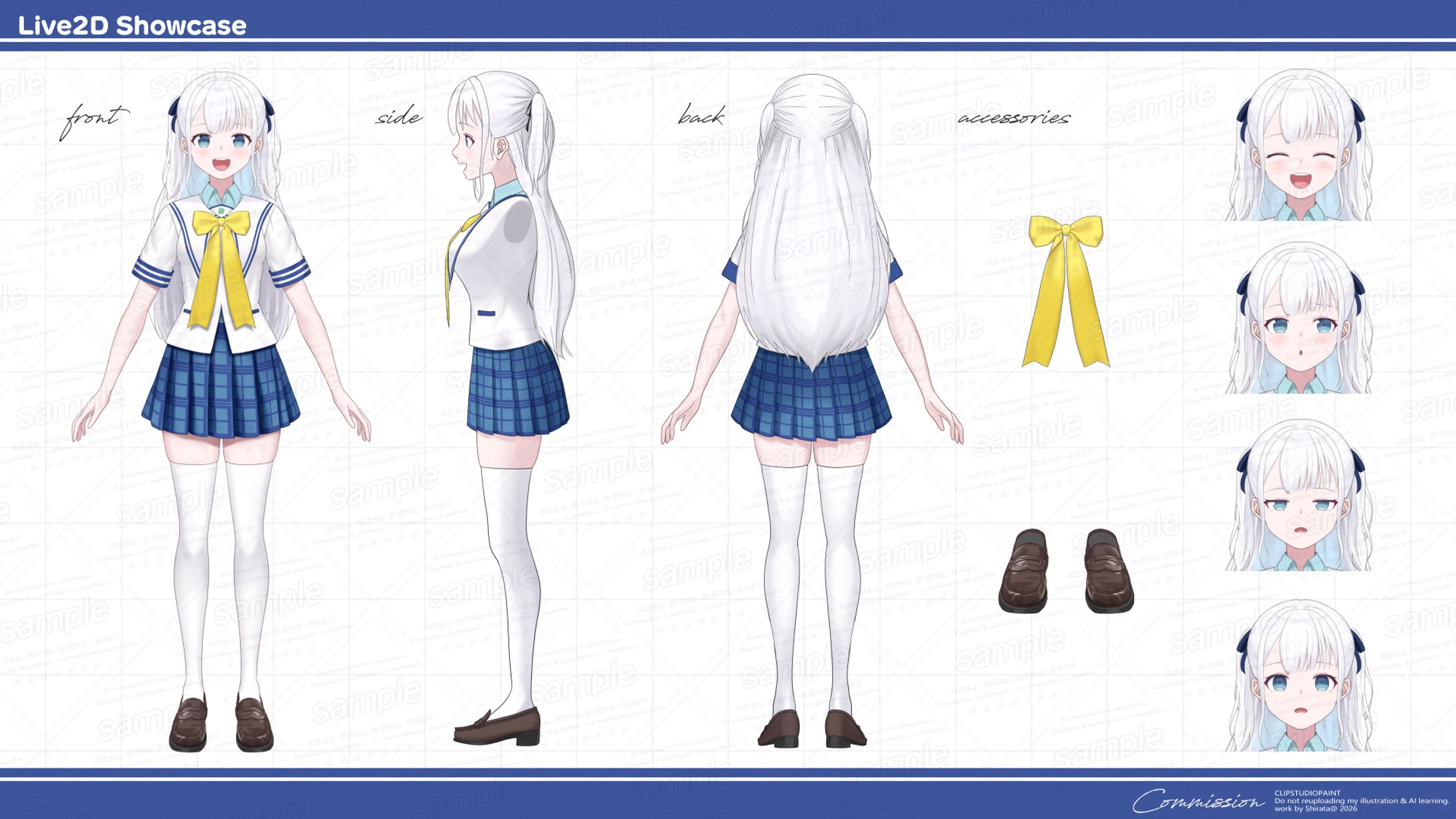 個人依頼 Live2Dパーツ分け立ち絵・三面図-1