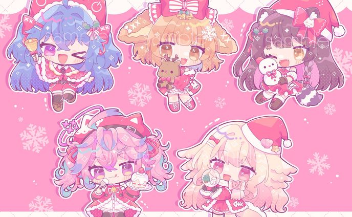 PixelLink様クリスマスSDイラスト5点