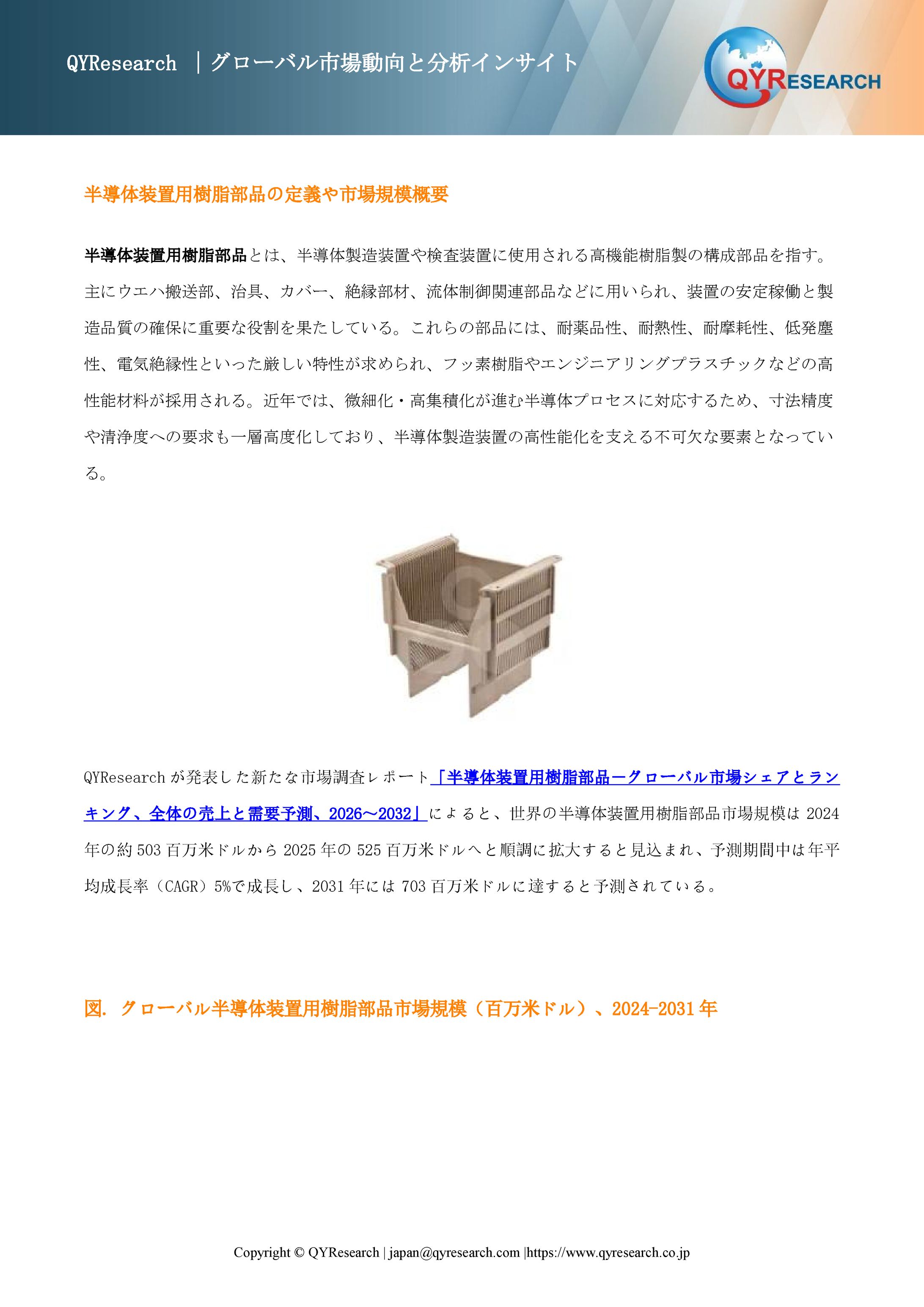 グローバル半導体装置用樹脂部品レポート：市場シェア、成長動向、リスク分析2026-1