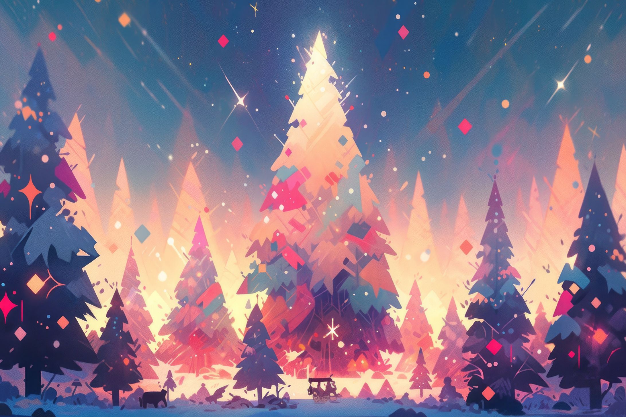 アニメ風クリスマス背景 AI生成-1