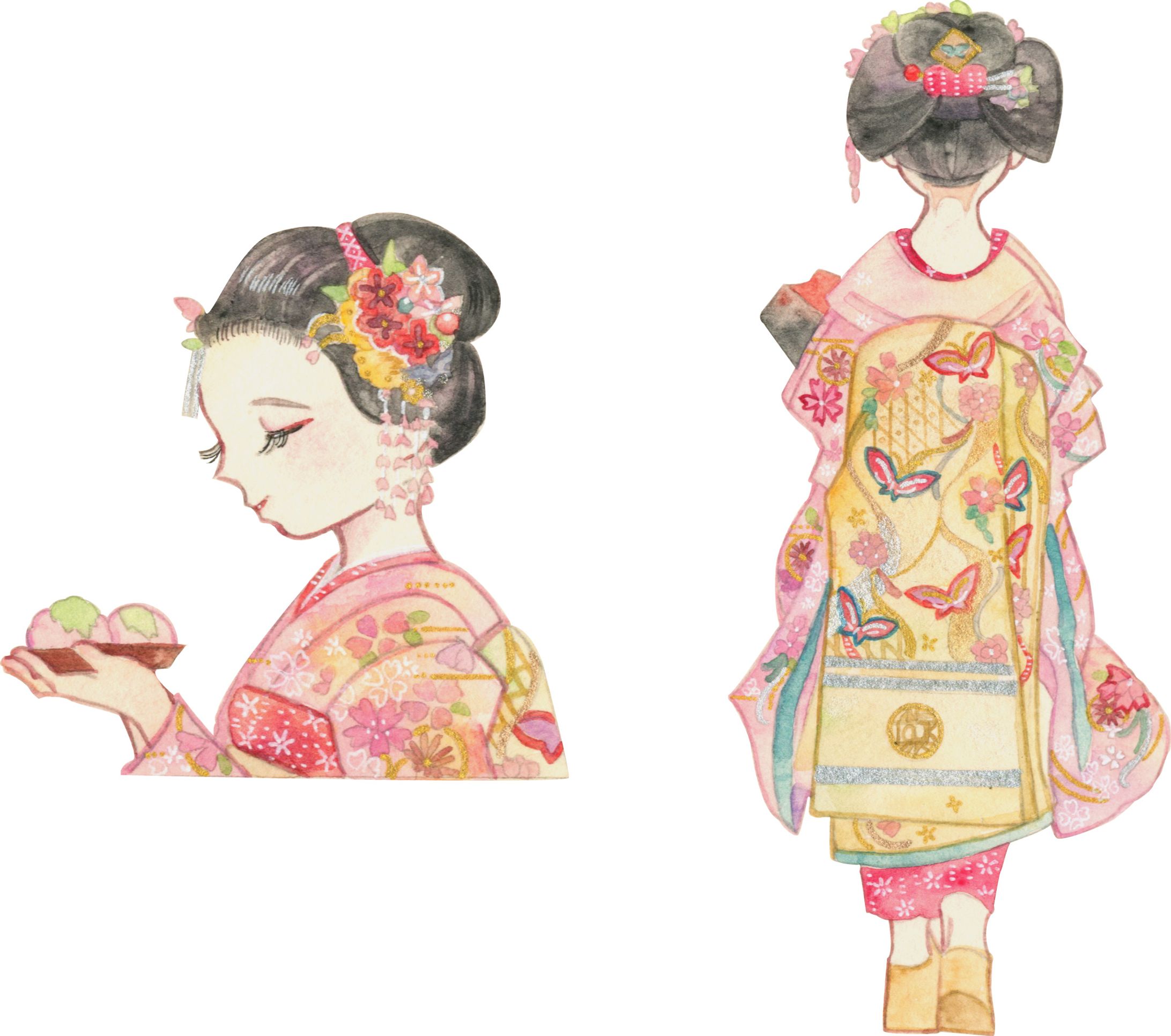 舞妓さんカットイラスト-1