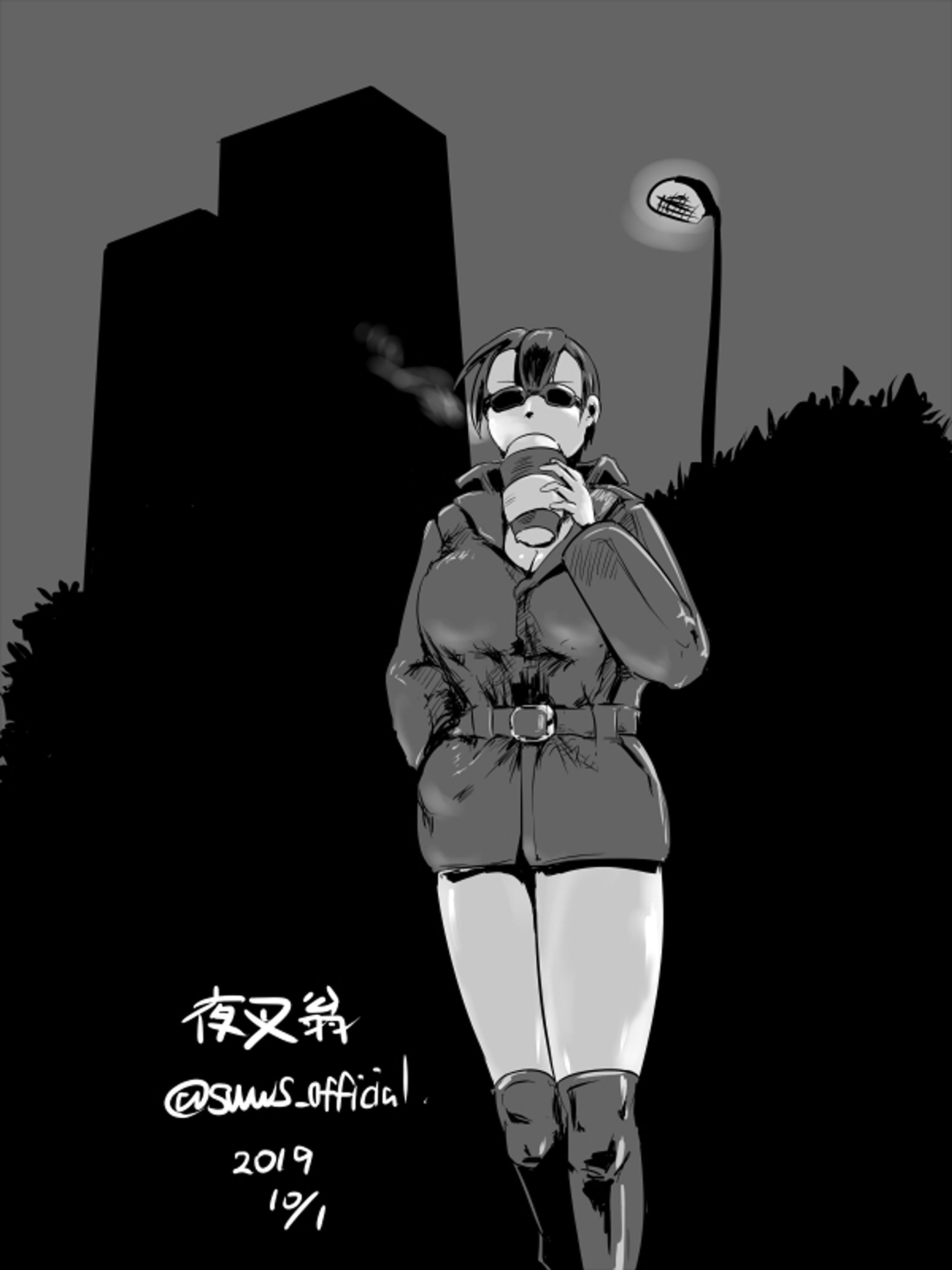 漫画風モノクロイラスト-1