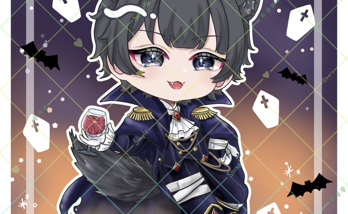 【ご依頼】くろいぬ様ハロウィンミニキャライラスト