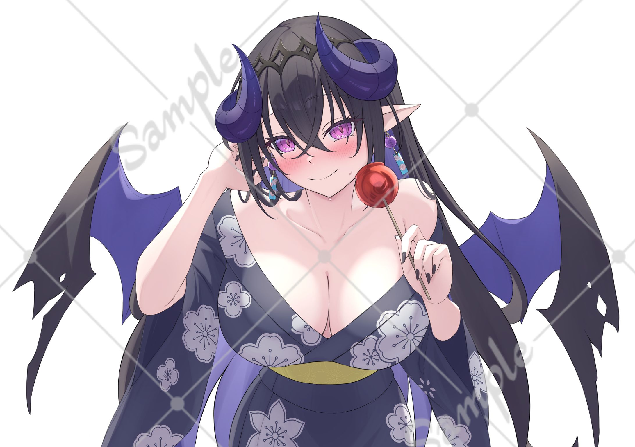 【仕事絵】Vtuber美少女ニカ様浴衣イラスト-1