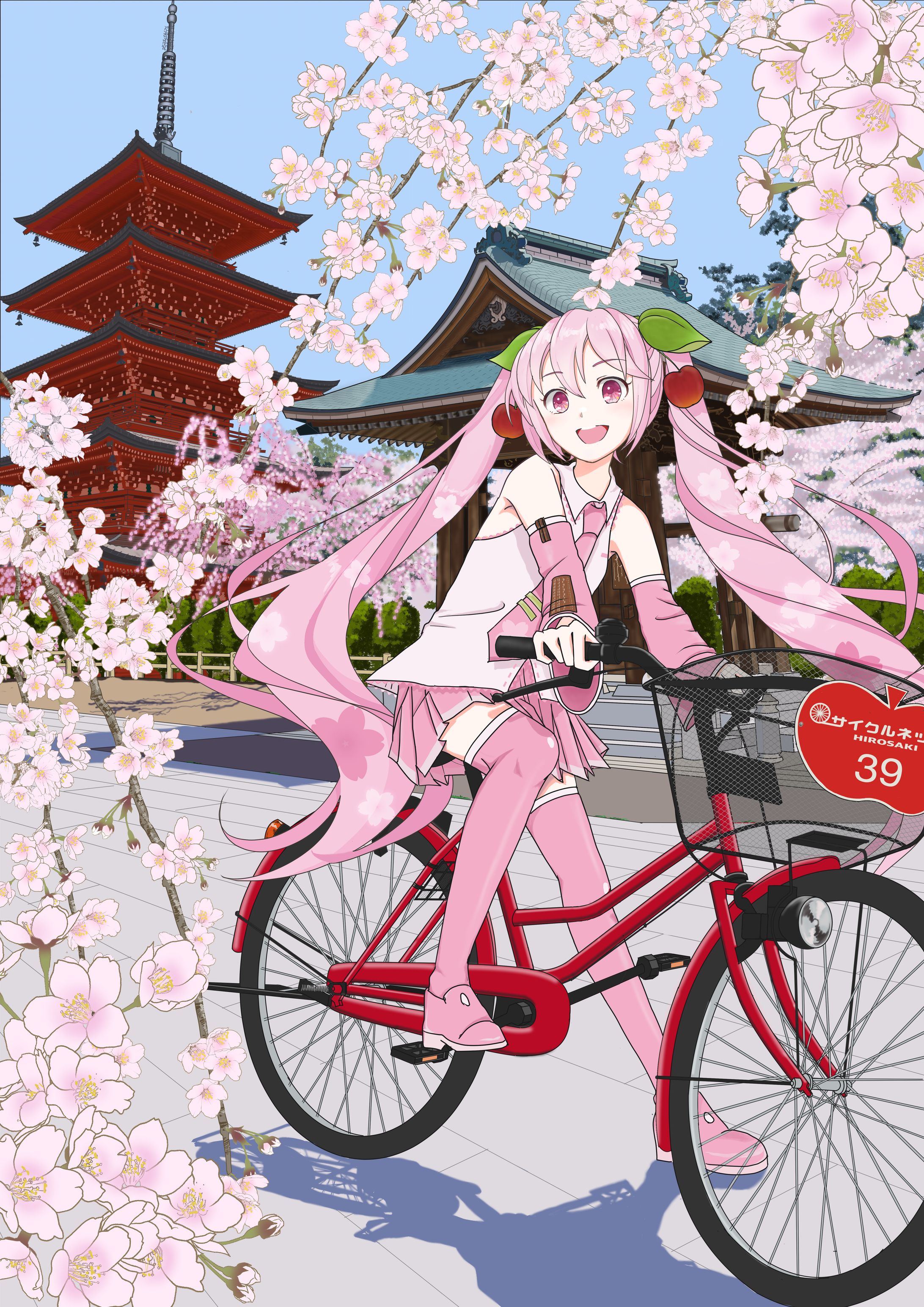 弘前・最勝寺と桜ミク-1