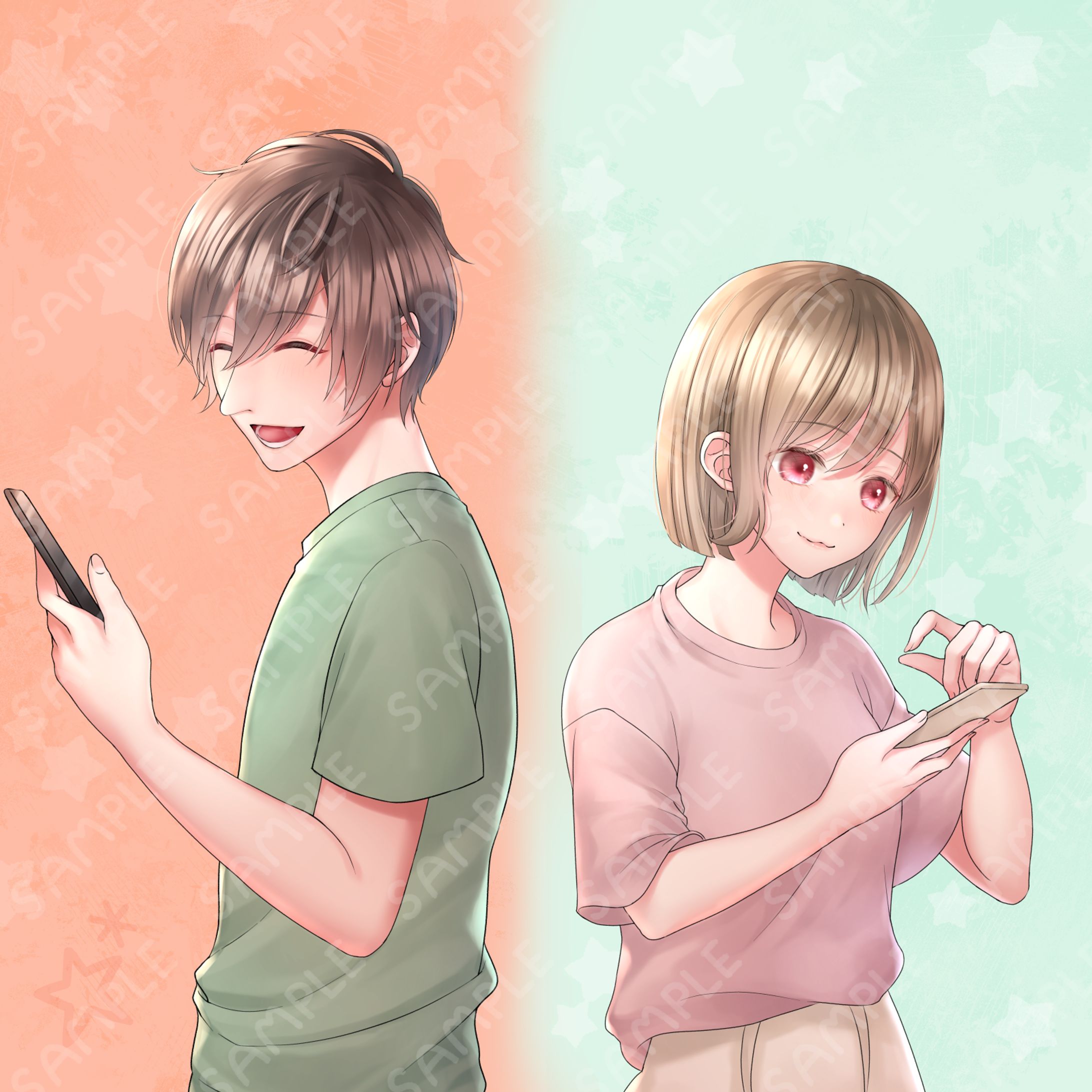 ペアイラスト　配信DJとマネージャー-1