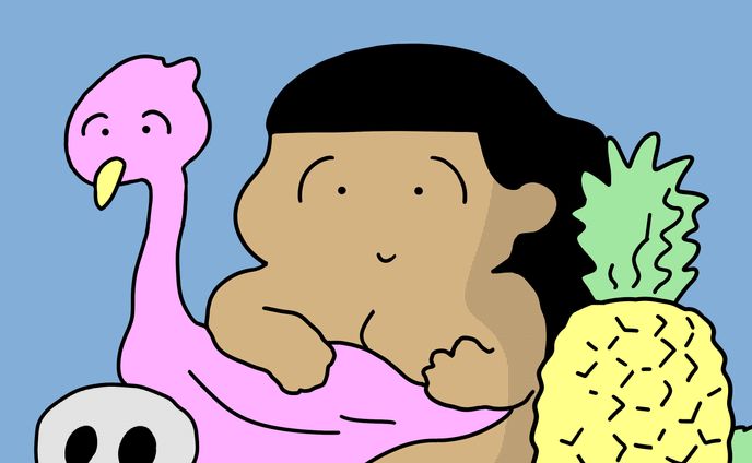 フラミンゴと女