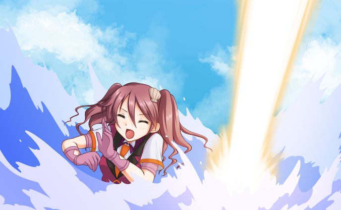 エネルギー波を受けるキャラクターその2