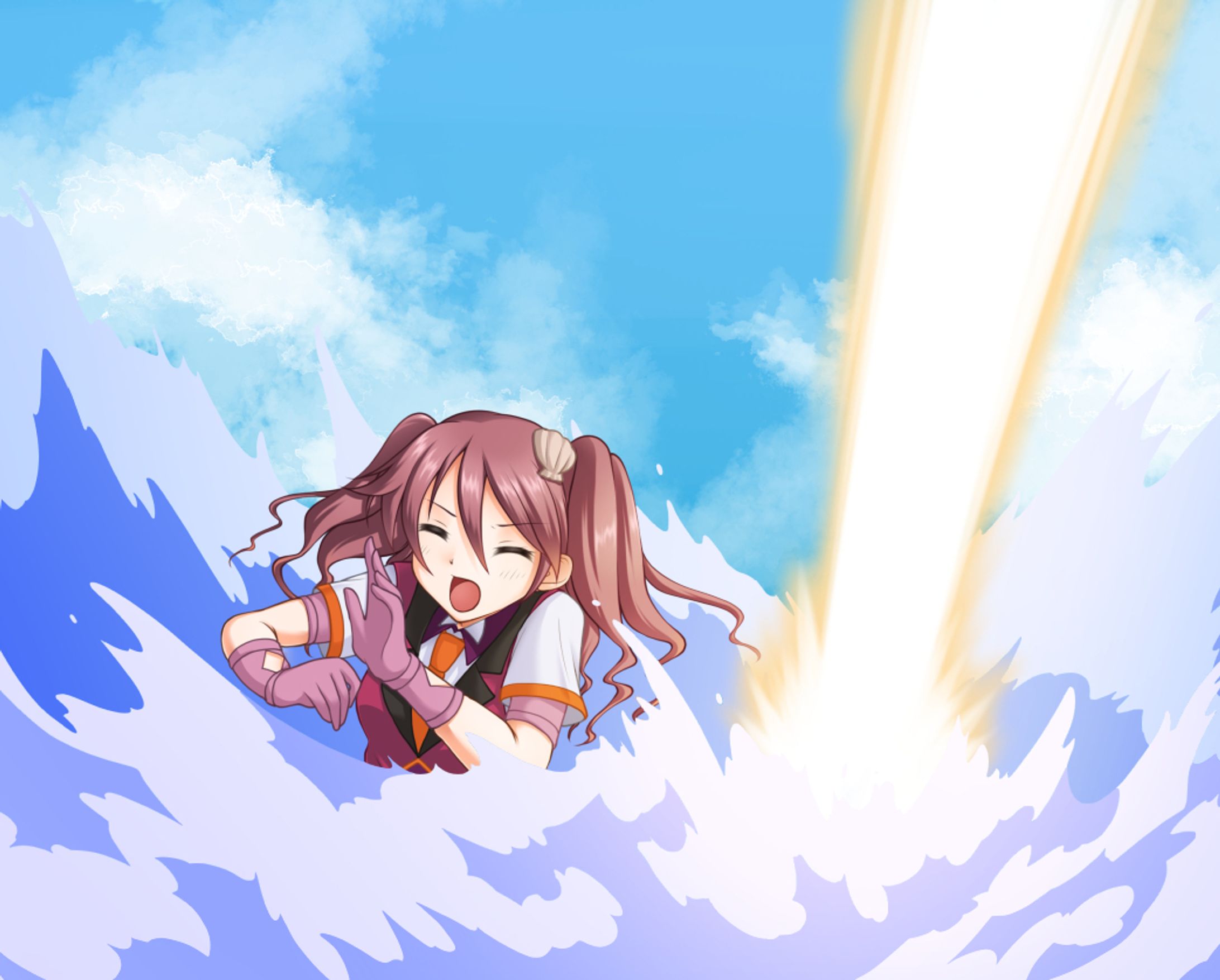 エネルギー波を受けるキャラクターその2-1