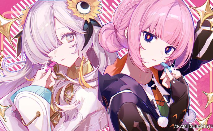KAMITSUBAKI STUDIO/花譜さん、ヰ世界情緒さん/『愛×愛ホイッスル』歌ってみたイラスト