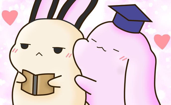 博士帽のうさぎと番のうさぎ2