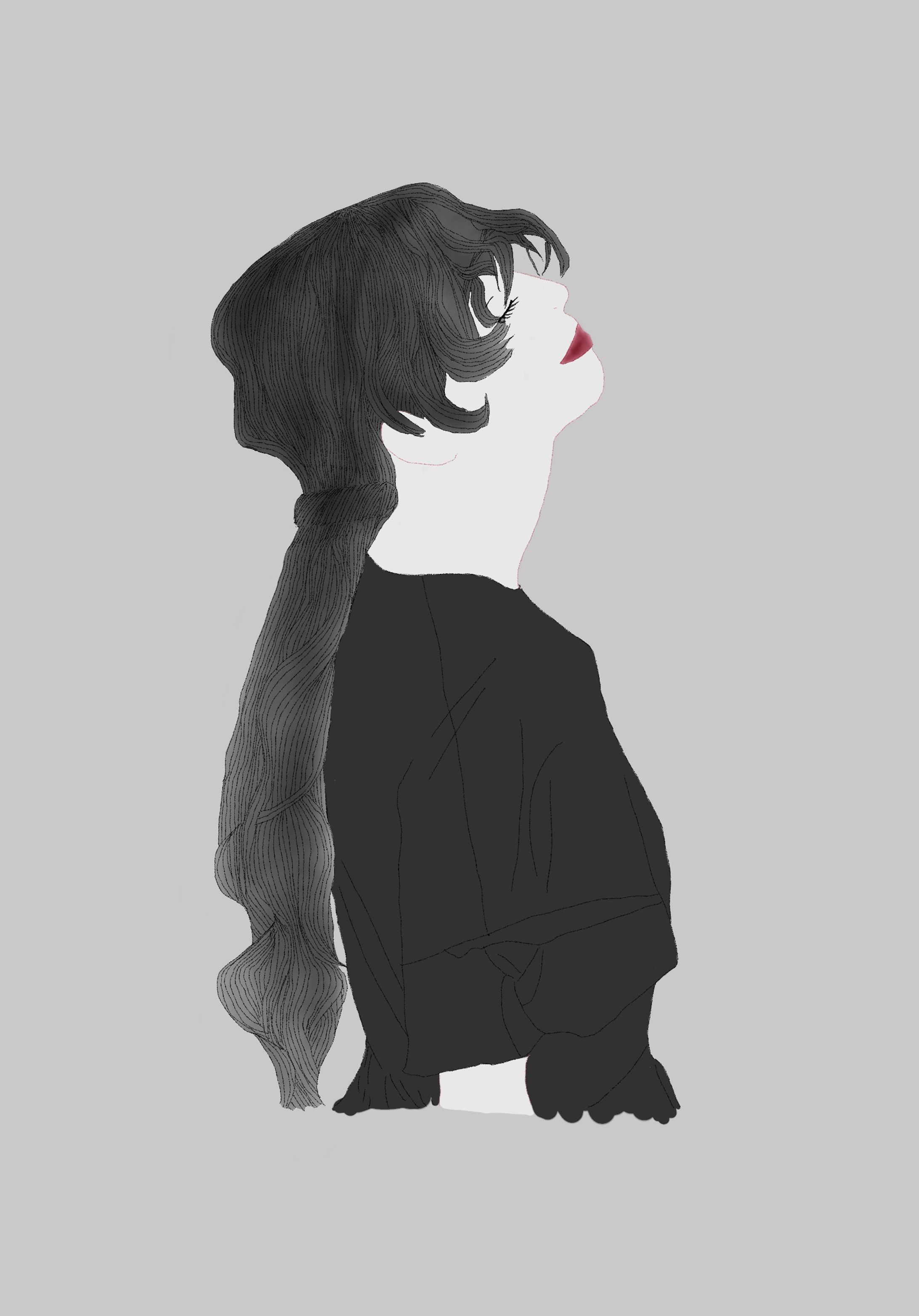 空を仰ぐ女の子-1