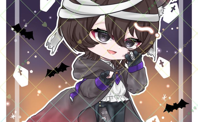 【ご依頼】くろいぬ様ハロウィンミニキャライラスト