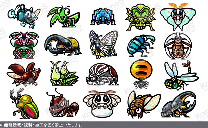 【グッズ】昆虫デフォルメアイコン【挿絵】