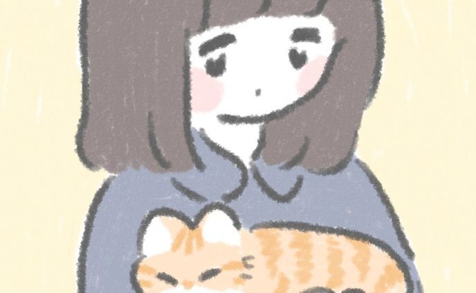 女の子と猫