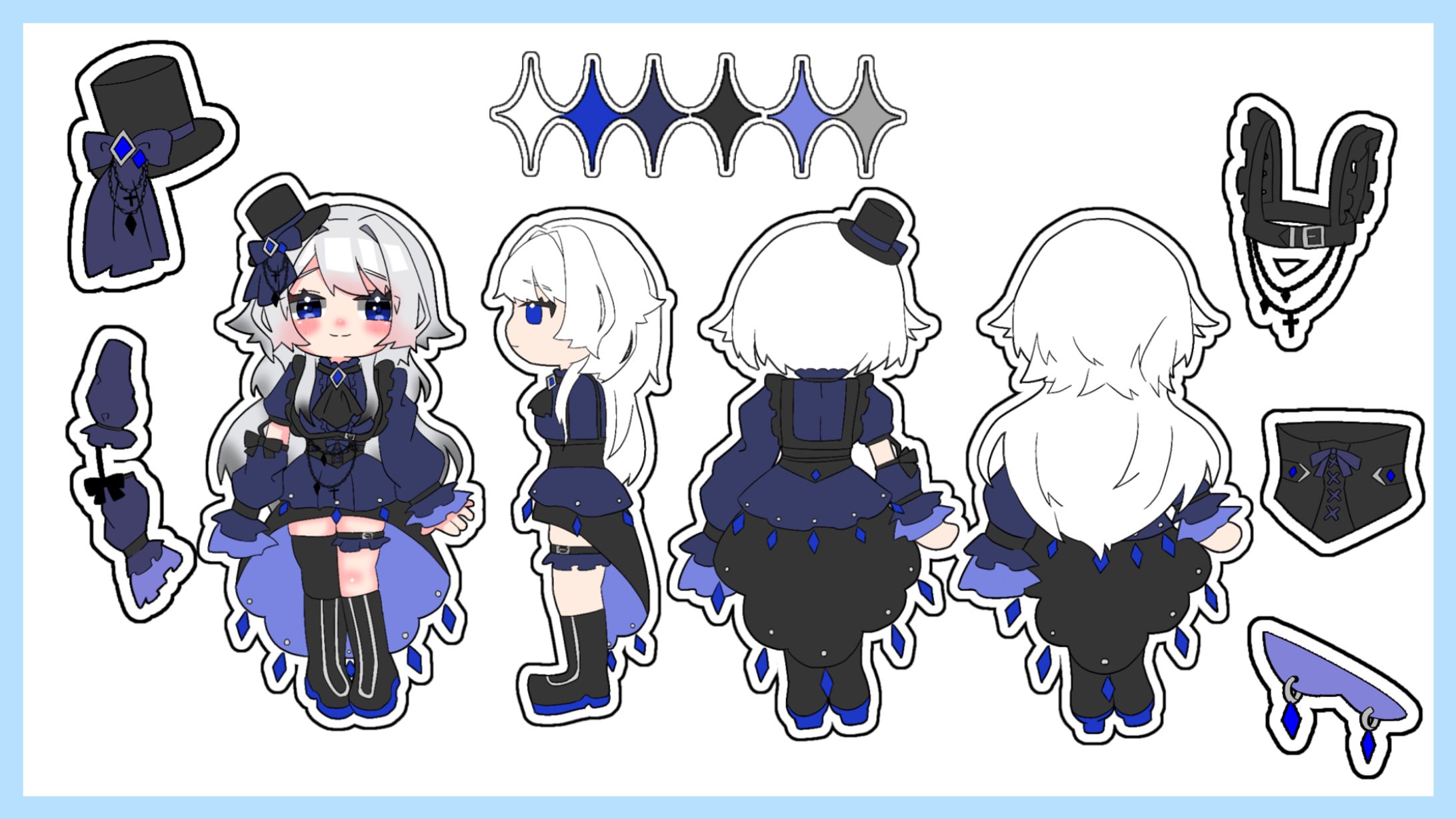 4頭身三面図･キャラクター、衣装デザイン/ ぶんた様-1