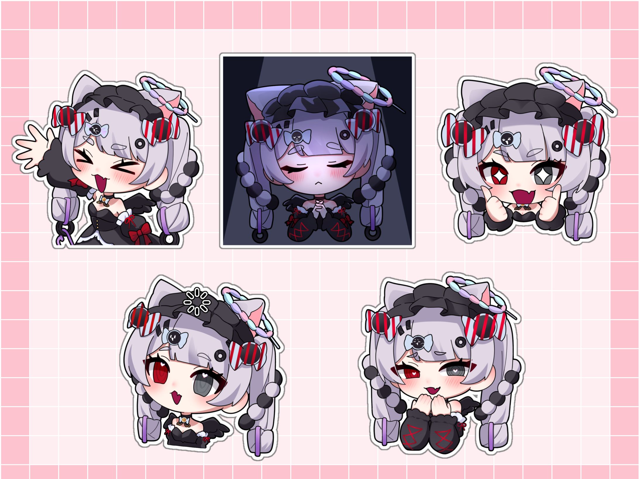 【黑天にゃぎ。様】Twitchスタンプ用イラスト-1