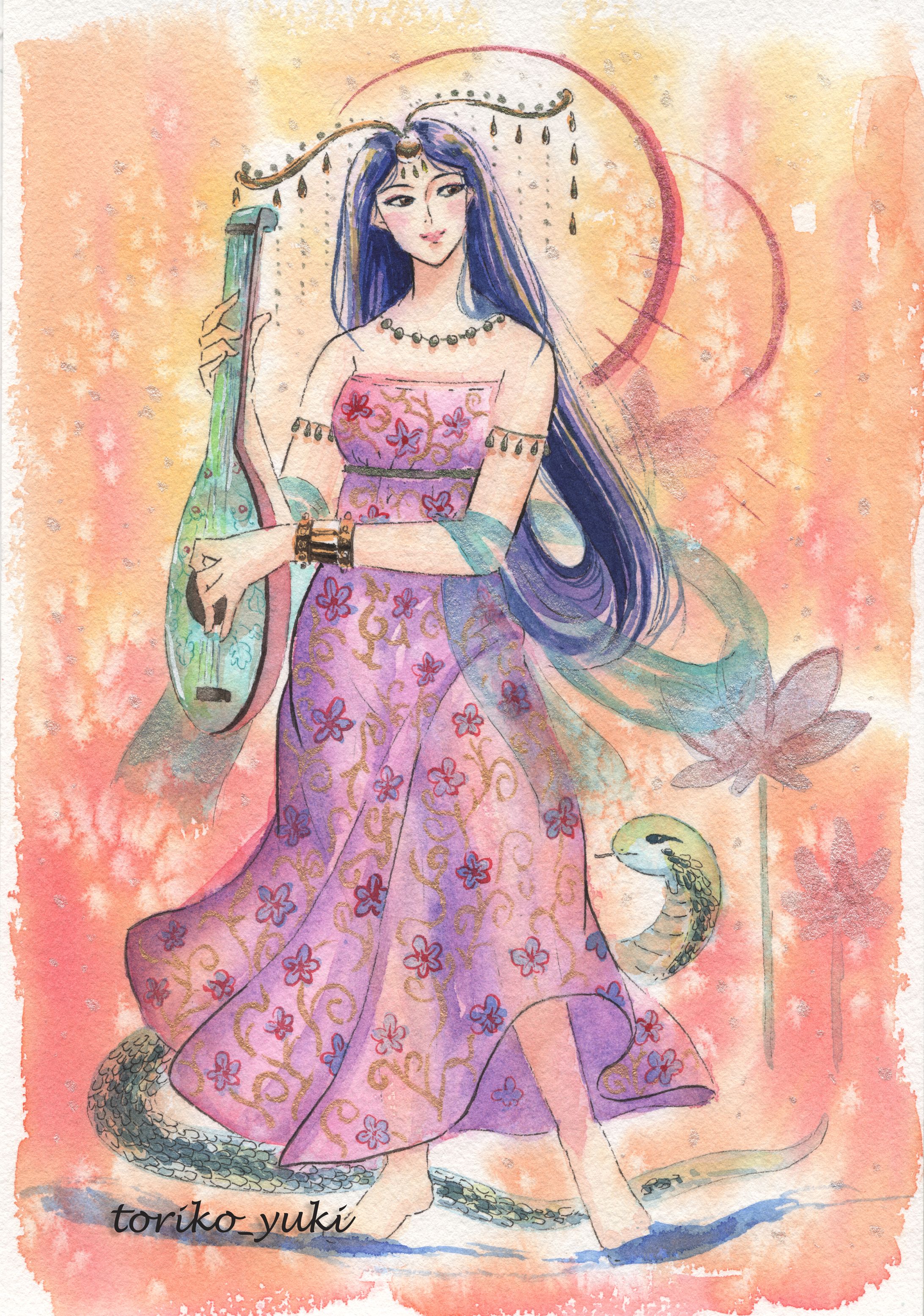 【2021展示会用】水彩画　日本の神様-1