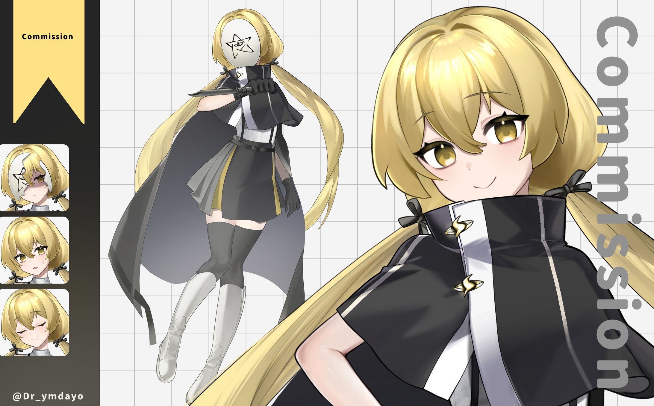 ご依頼(全身立ち絵・表情&仮面差分・ナイフ構え差分)-1