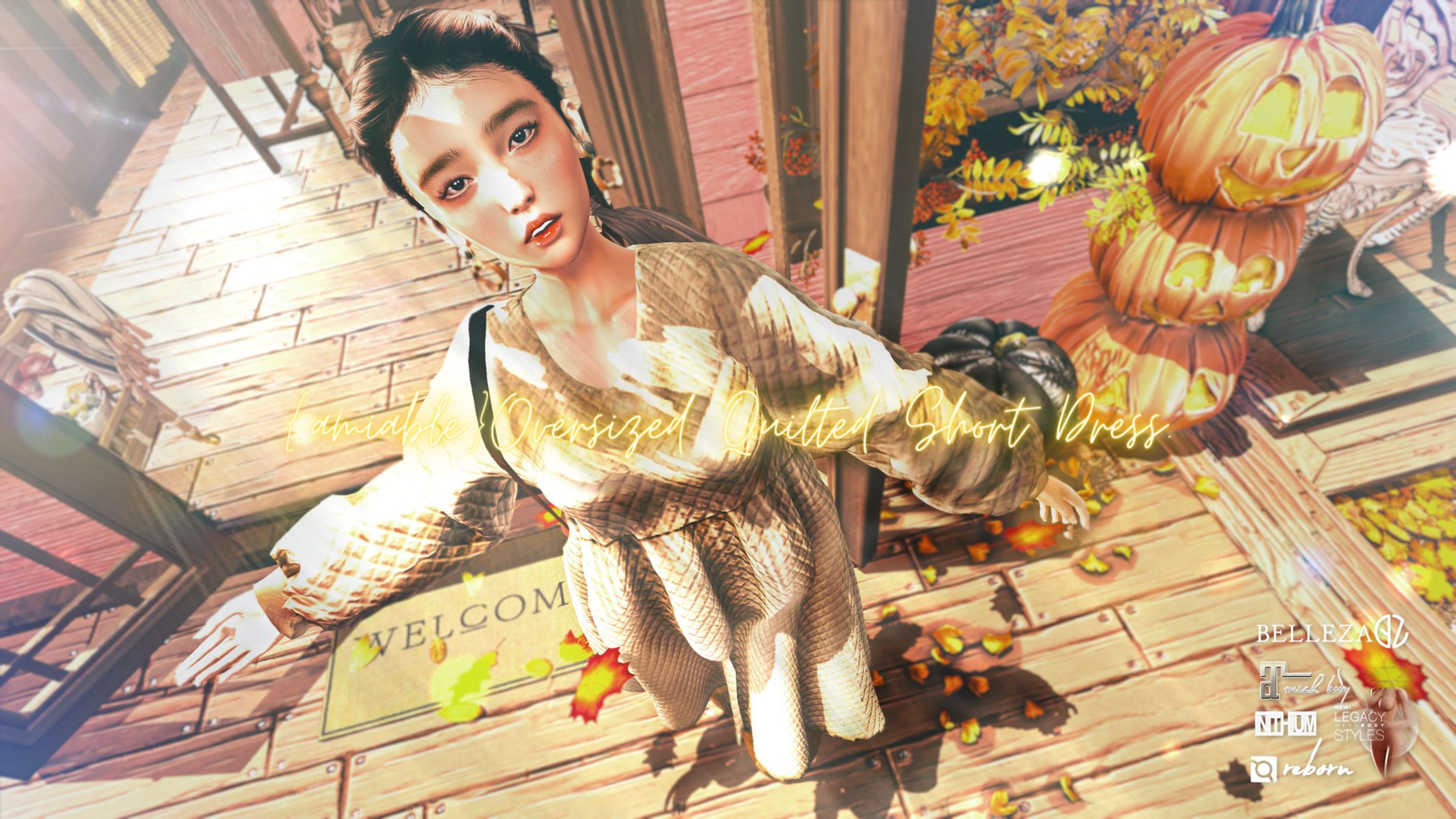 {amiable}Oversized Quilted Short Dress@C88.-1